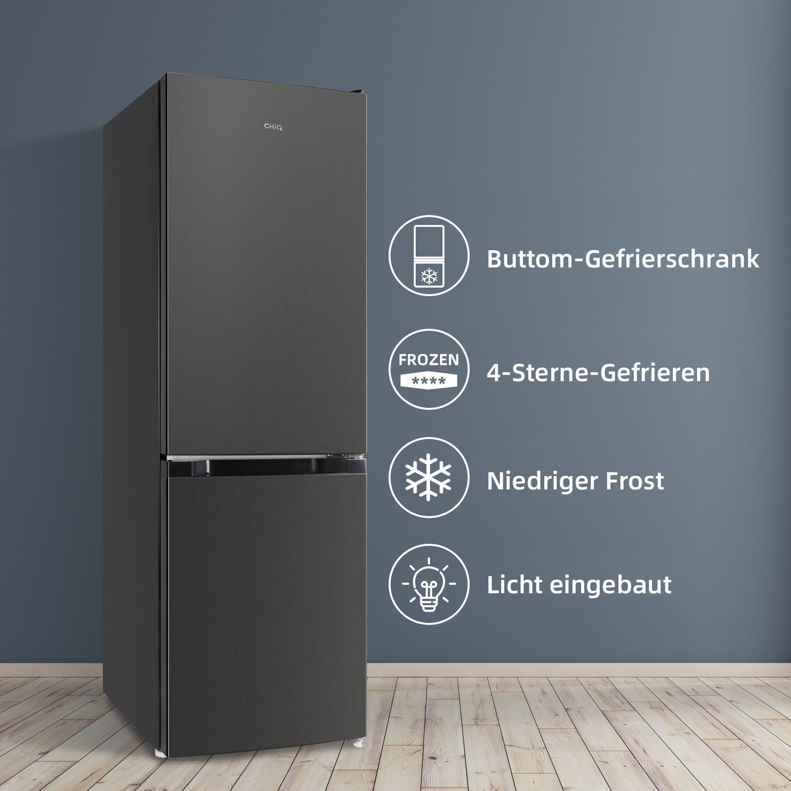 CHiQ Kühl-/Gefrierkombination FBM157L42, 144 cm hoch, 47.4 cm breit, 157L Kühlschrank,12 Jahre Garantie auf den Kompressor,Low-frost