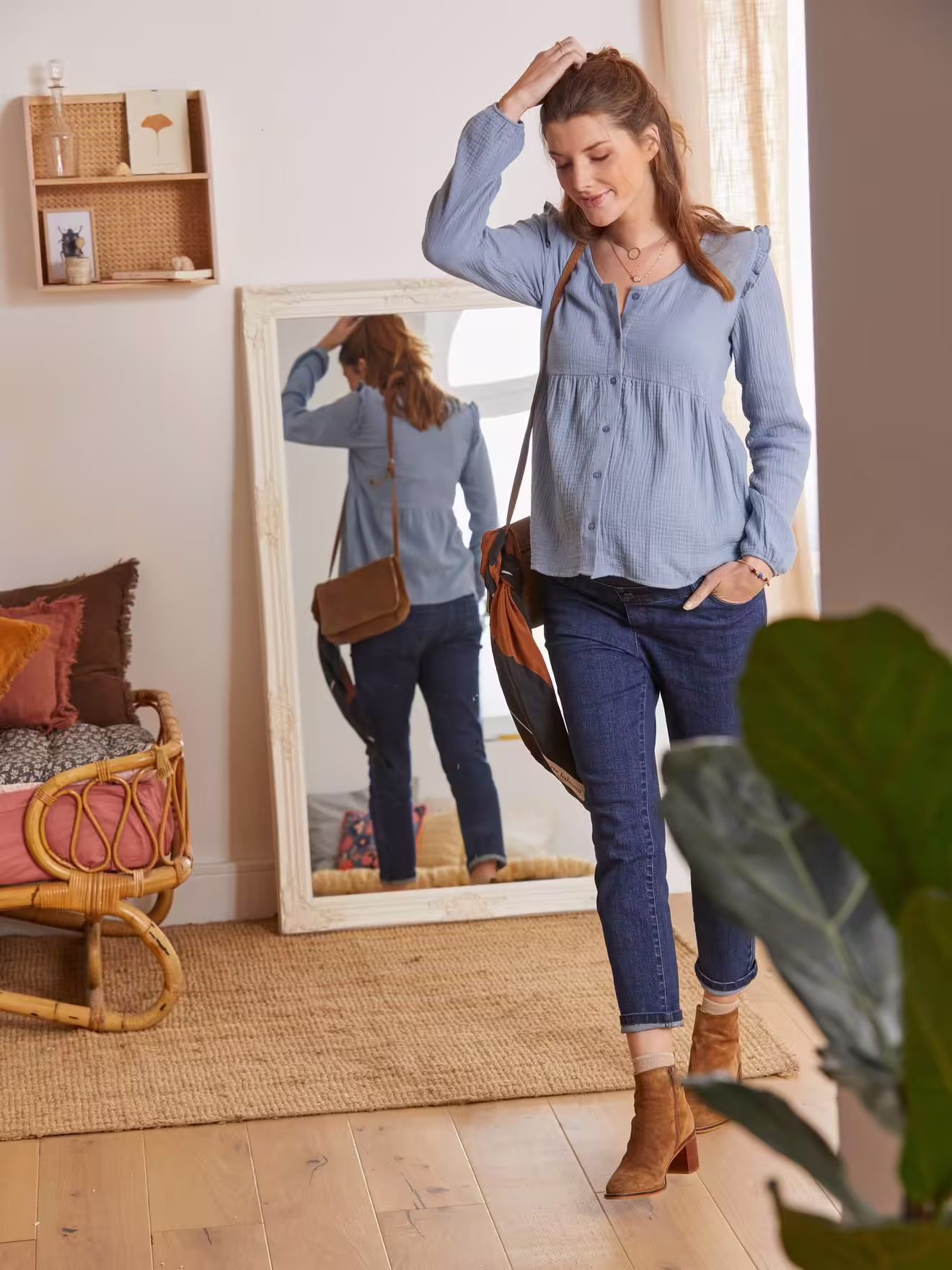 Vertbaudet Bluse, Schwangerschaft & Stillzeit - blau