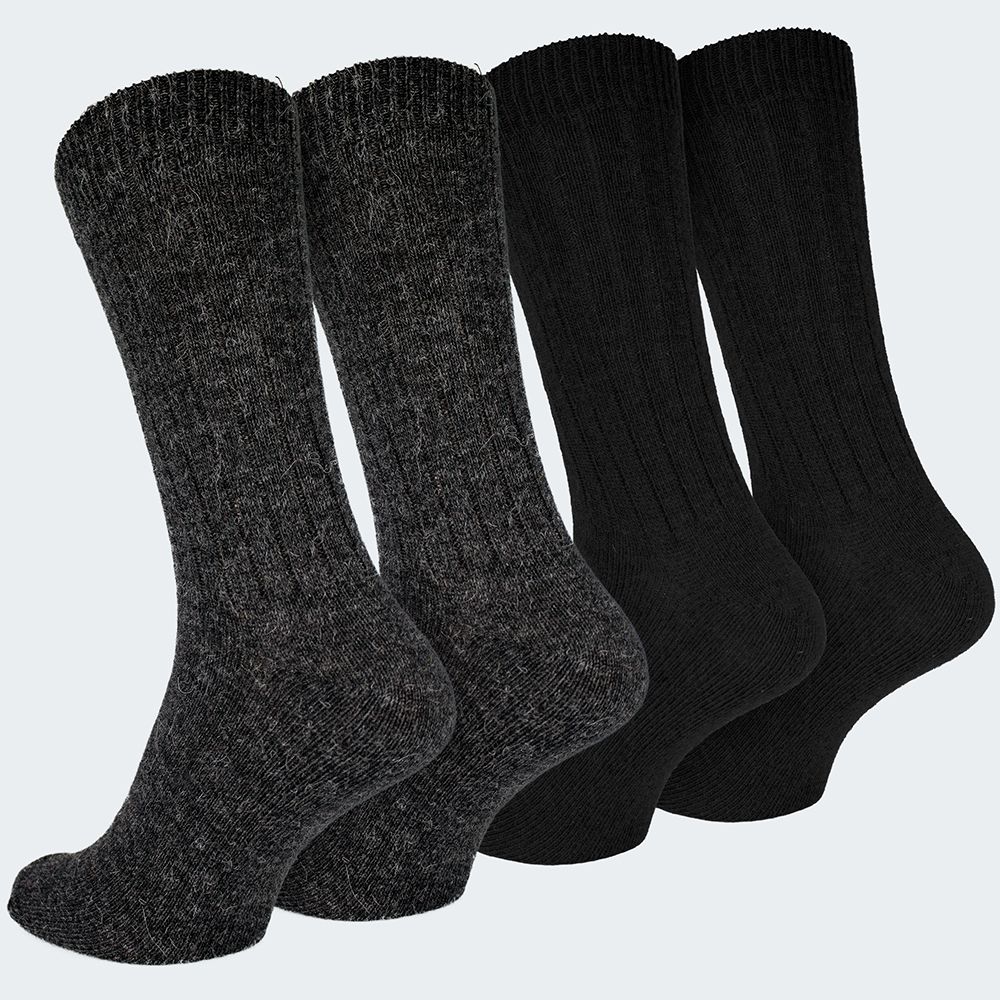 Black Snake Schwarz/Anthrazit 2-pack Alpaka Schafwollsocken