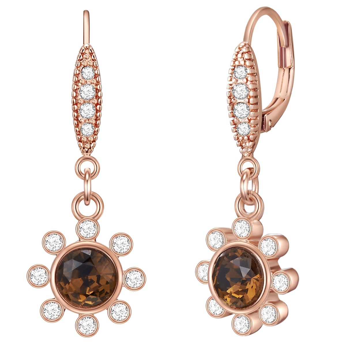Ohrhänger Blüte Metall-Legierung Glas in Roségold