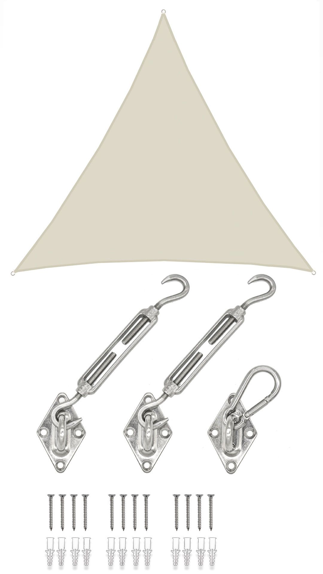 AMANKA 5x5x5 Wasserdichtes Beige Sonnensegel mit Befestigung