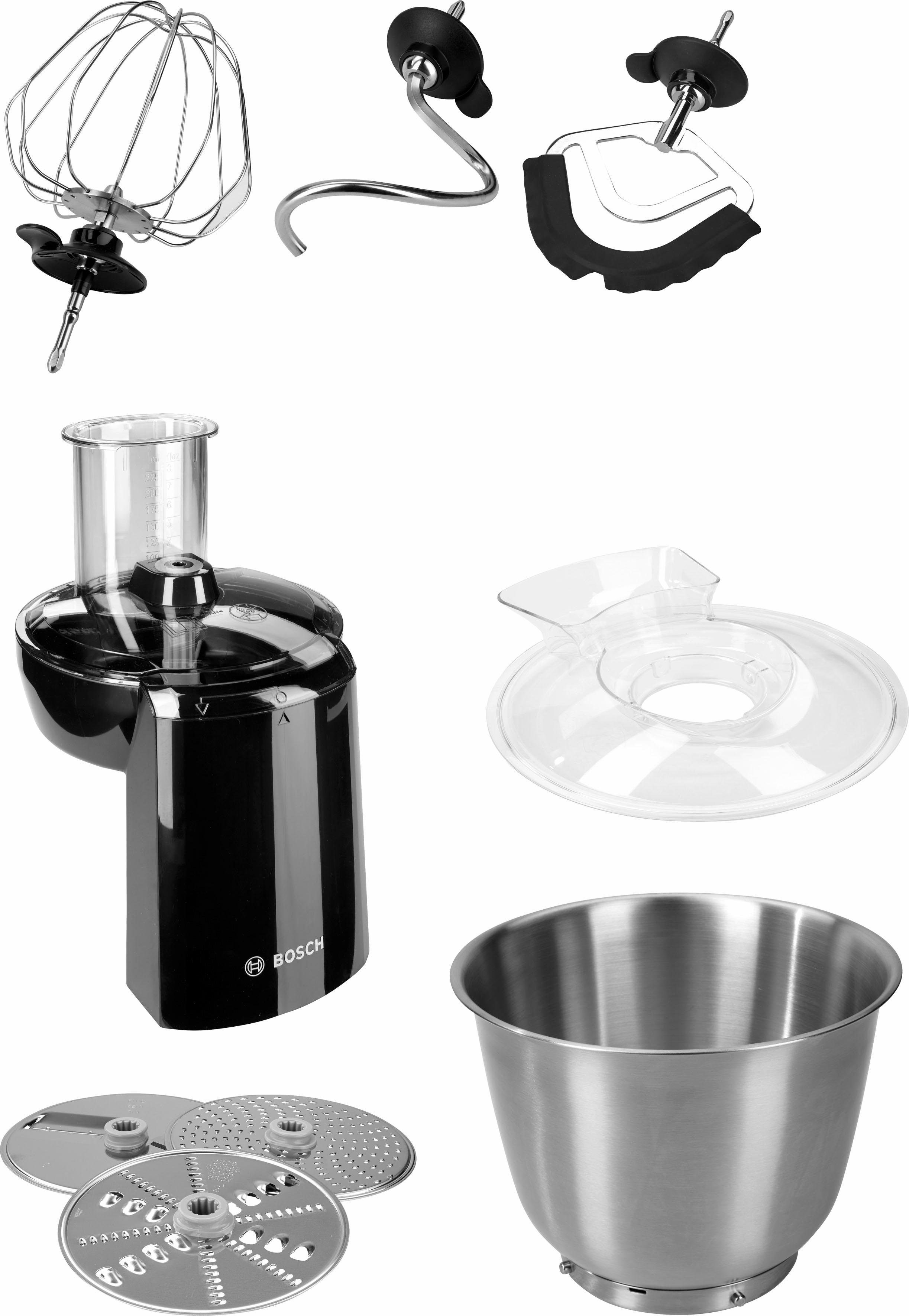 BOSCH Küchenmaschine OptiMUM MUM9D33S11, 1300 W, 5,5 l Schüssel, Knethaken, Schlag-, Silikonbesen, Durchlaufschnitzler, 3 Scheiben