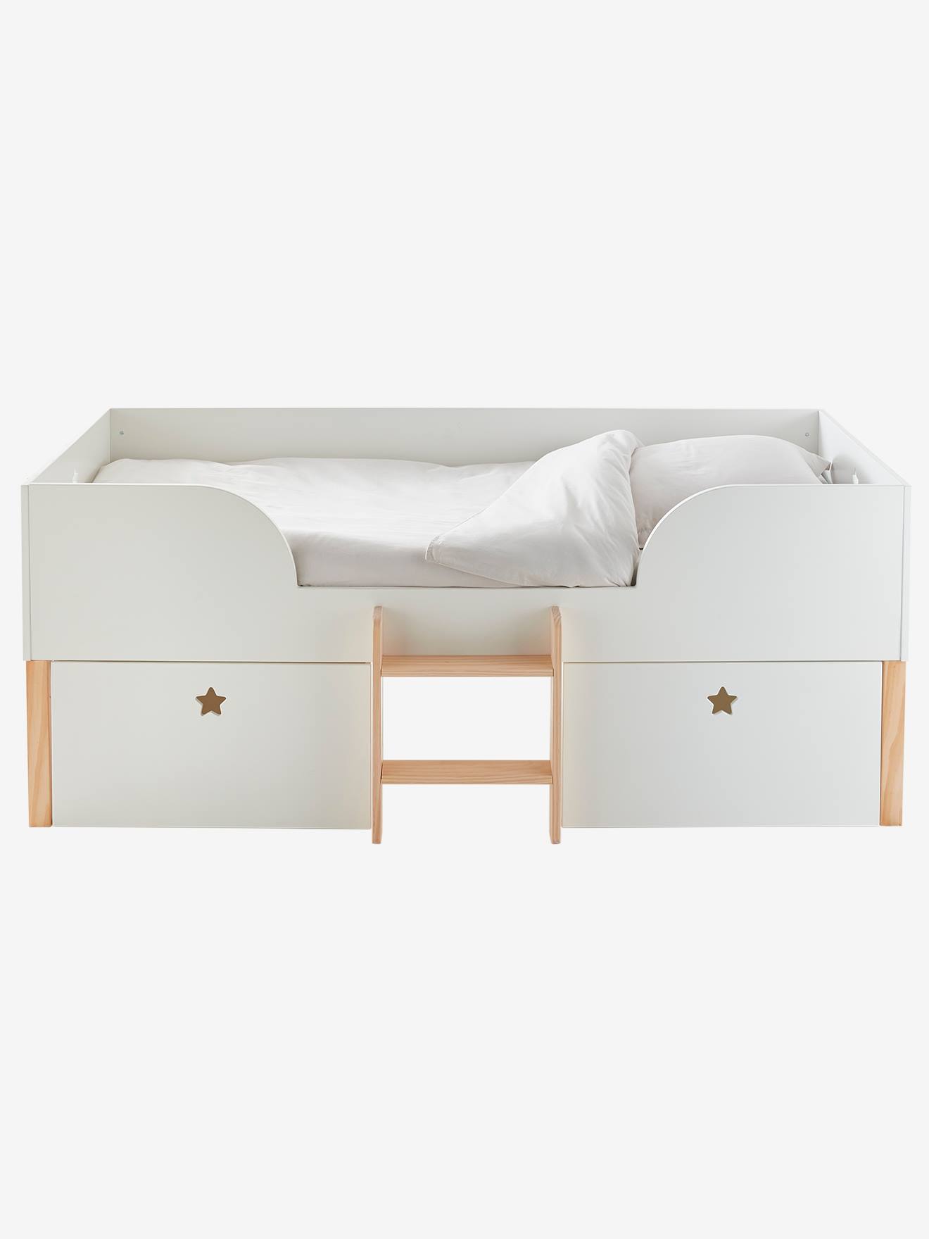 Vertbaudet Kinder Hochbett GROßER BÄR - weiß/natur