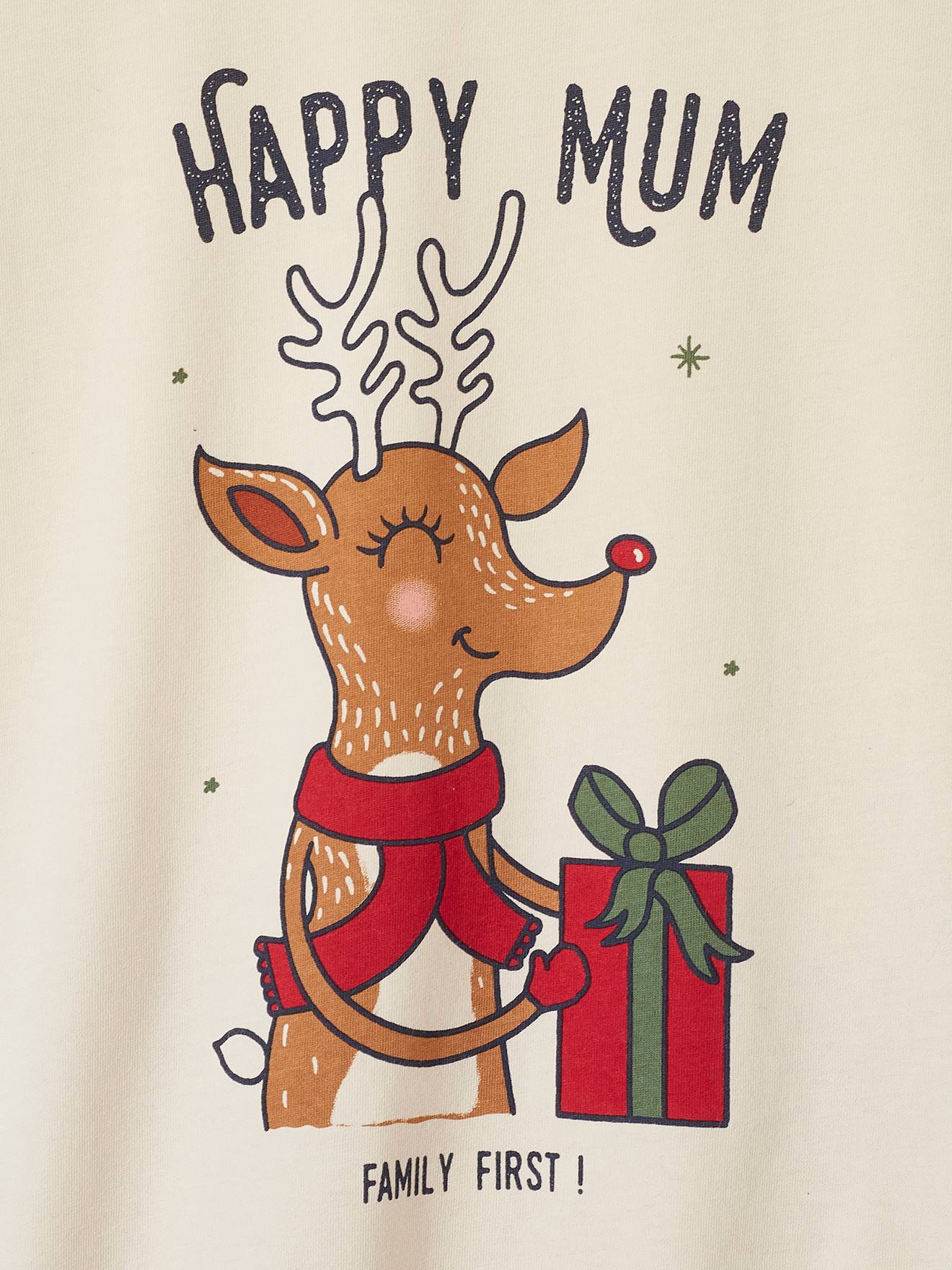 Vertbaudet Damen Weihnachts-Schlafanzug Capsule Collection FAMILY FIRST - wollweiß