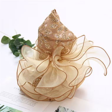 DÖRÖY Sonnenhut Damen Sommer Organza floral Bowler Hut, faltbar Strand Hut Sonne Hut