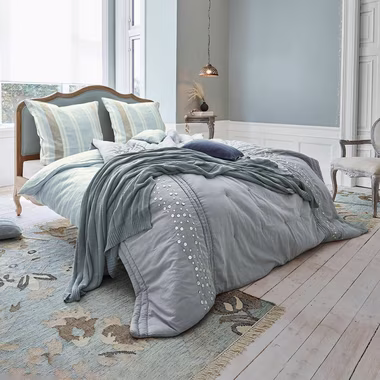 Baumwollbettdecke, Quilt Sauve graublau, Mirabeau