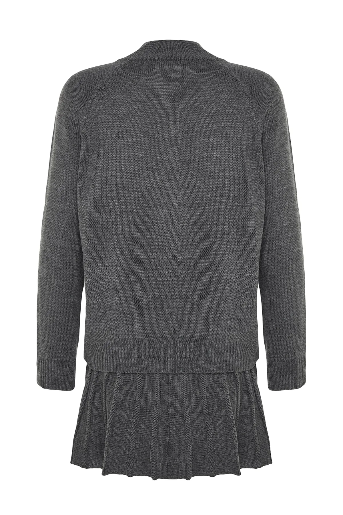 Trendyol Collection  Anthrazitfarbenes, detailliertes Strickoberteil mit Rüschen und Stehkragen TWOAW23AU00184
