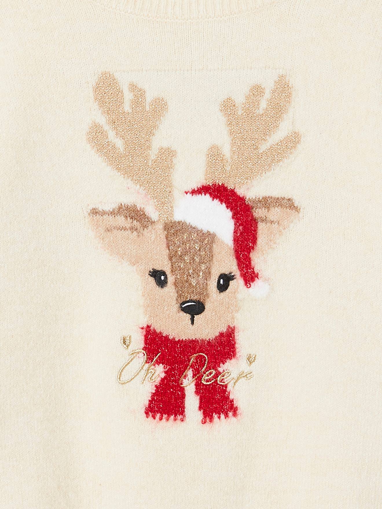 Vertbaudet Mädchen Geschenk-Set: Weihnachtspullover & 2 Haargummis - wollweiß