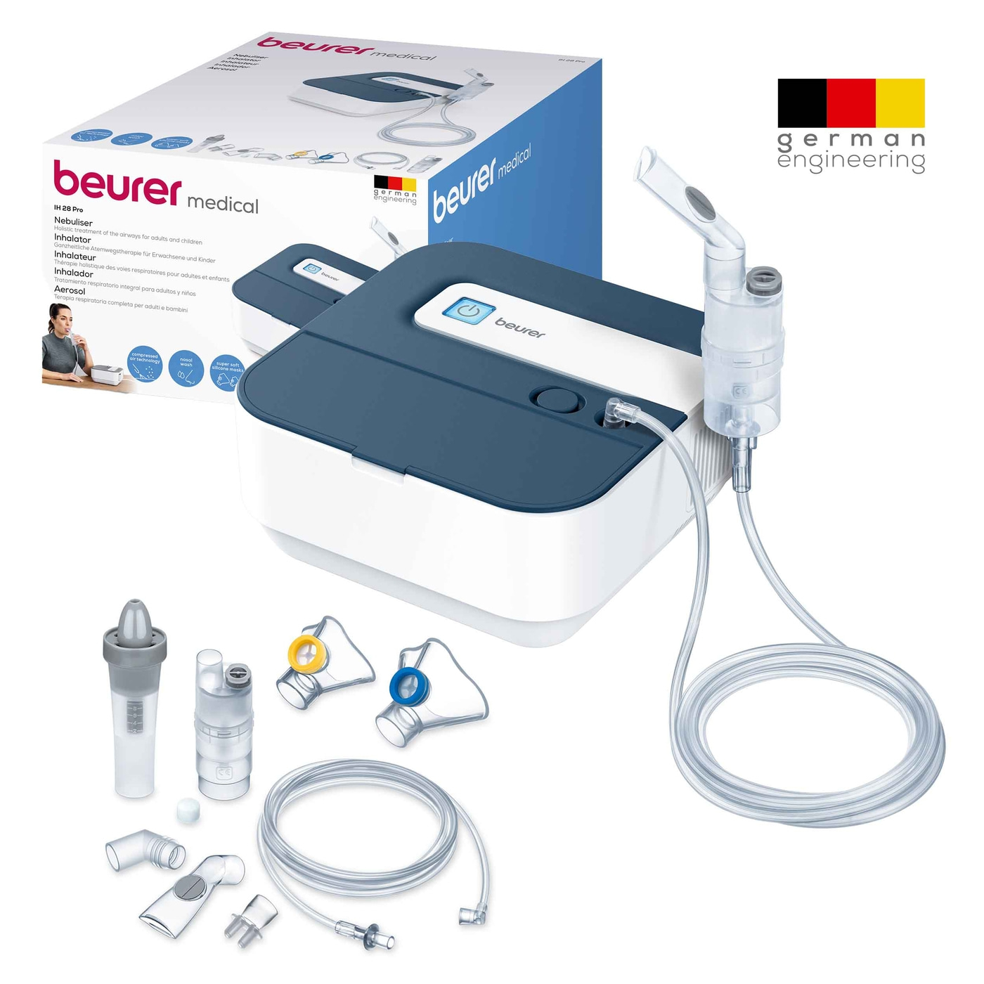 Beurer Inhalator IH 28 Pro-Inhalator mit Kompressor-Drucklufttechnologie sowie umfangreichem Vernebler-Set