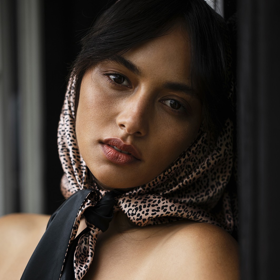 Pure Silk Reversible Hair Wrap - Wild Leopard