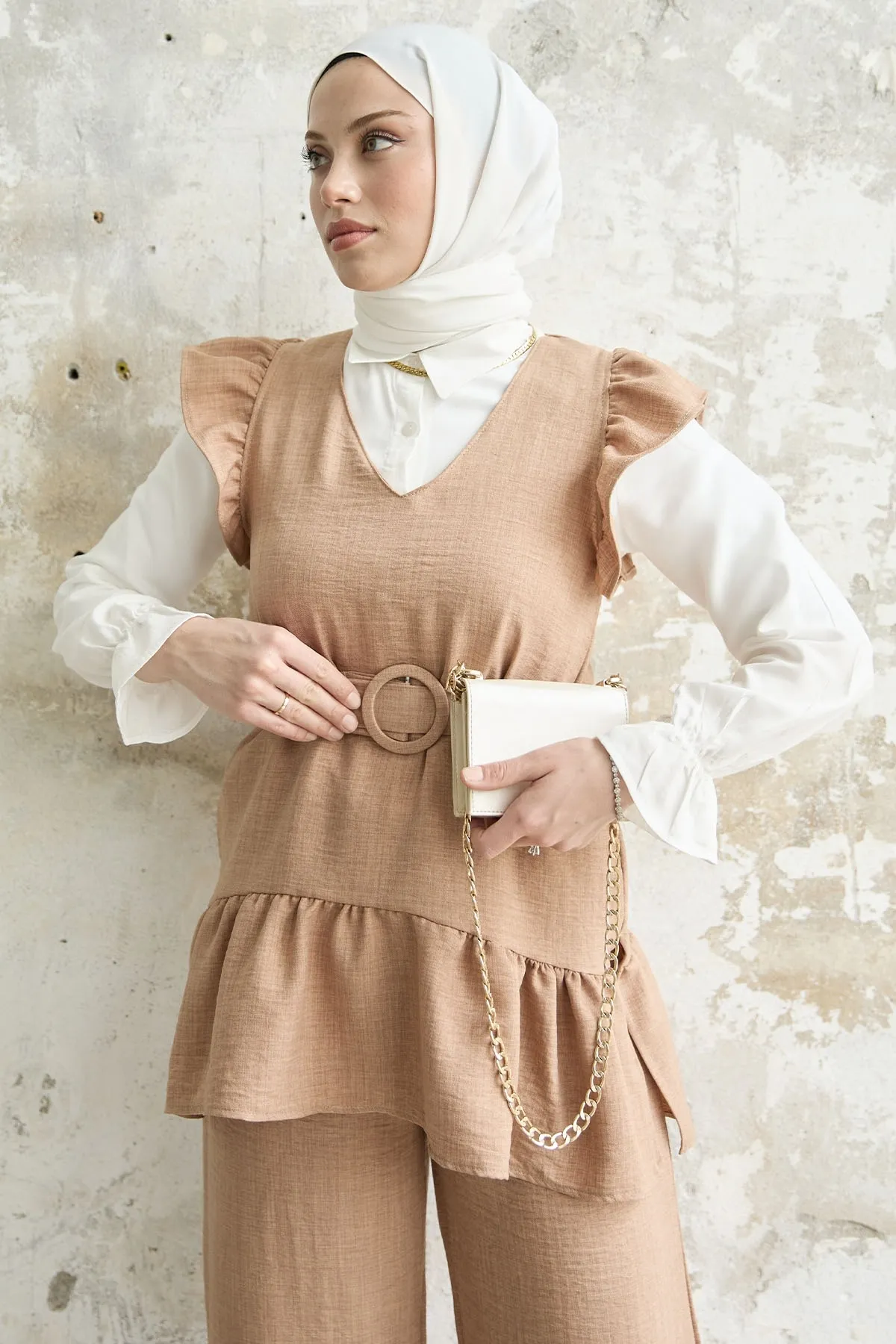 InStyle  Dreierset mit Rüschenschultern - Kamel