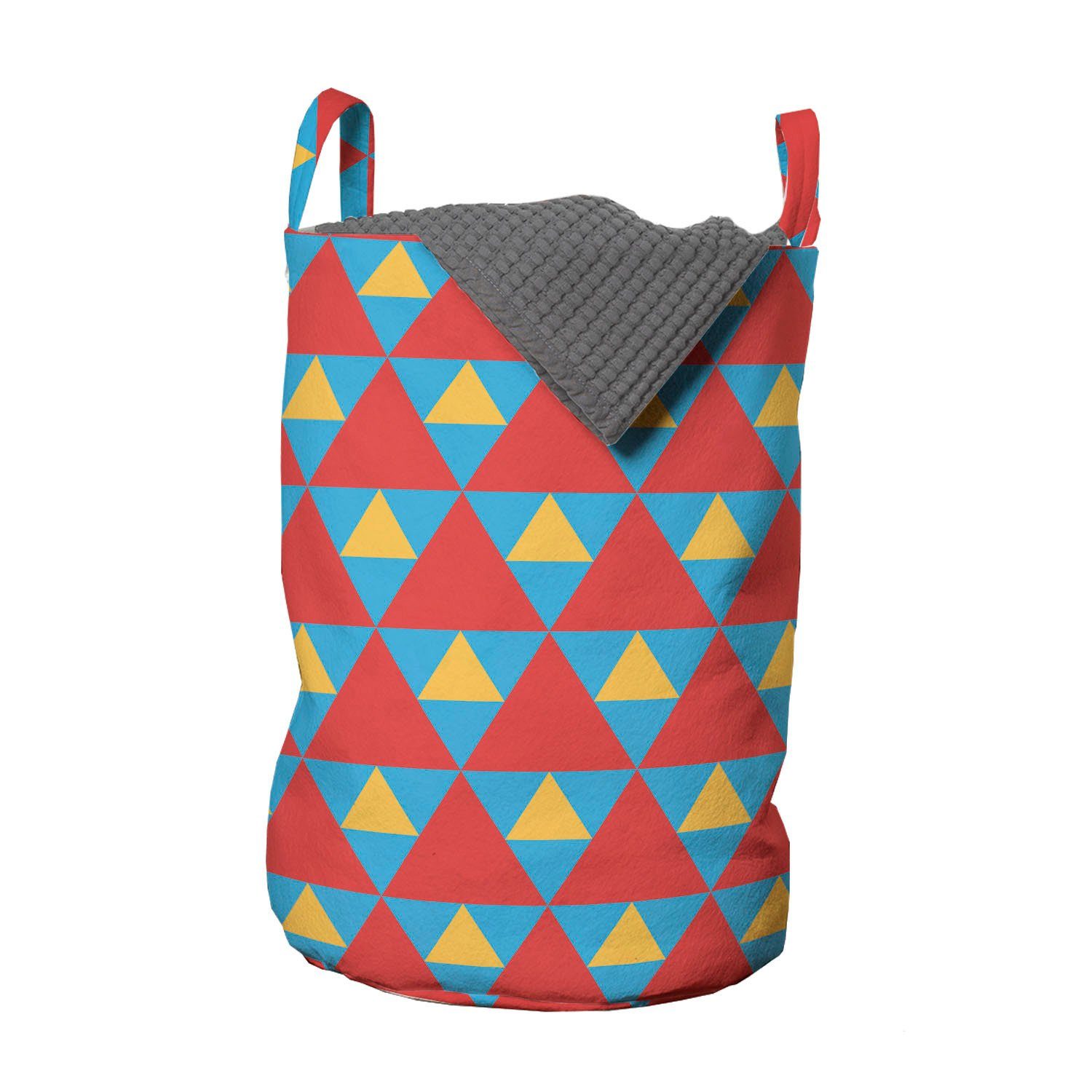 Abakuhaus Wäschesäckchen Wäschekorb mit Griffen Kordelzugverschluss für Waschsalons, Retro Großer kleiner Triangles Retro