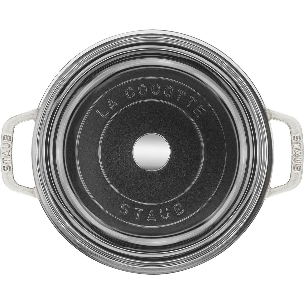 Cocotte mit Glasdeckel 24 cm, rund, Weisser Trüffel, Gusseisen