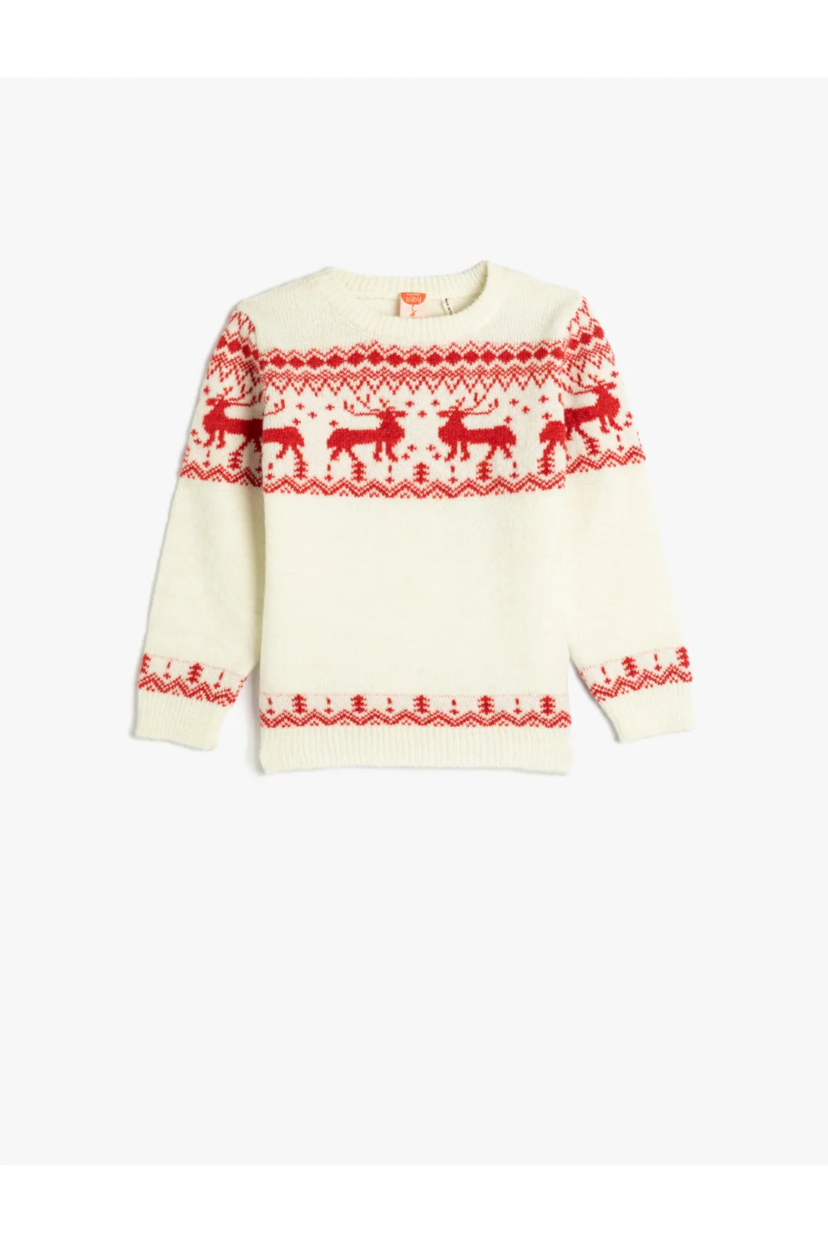 Koton  Pullover mit Hirschmuster, rundem Kragen, weich strukturiert