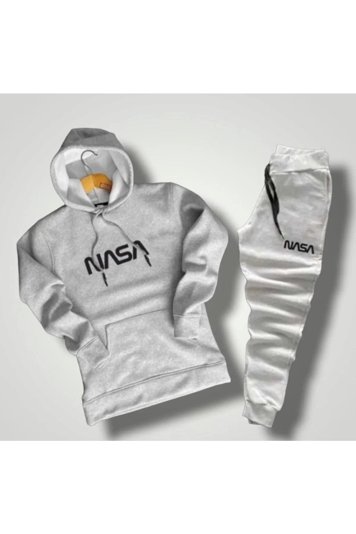 ELSİ  Graues NASA-bedrucktes Unisex-Trainingsanzug-Set mit Kapuze
