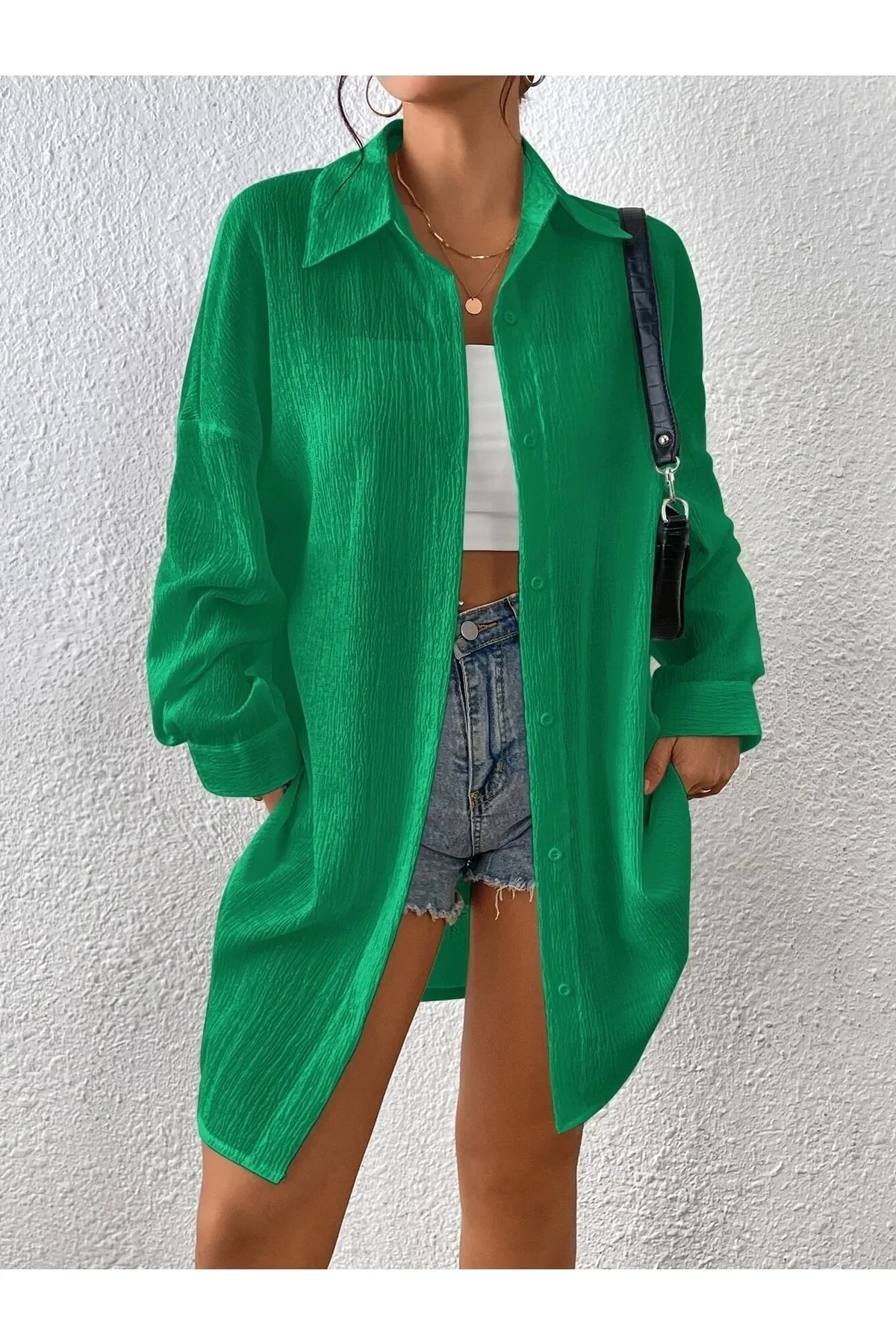 Know  Grünes Oversize-Langhemd für Damen