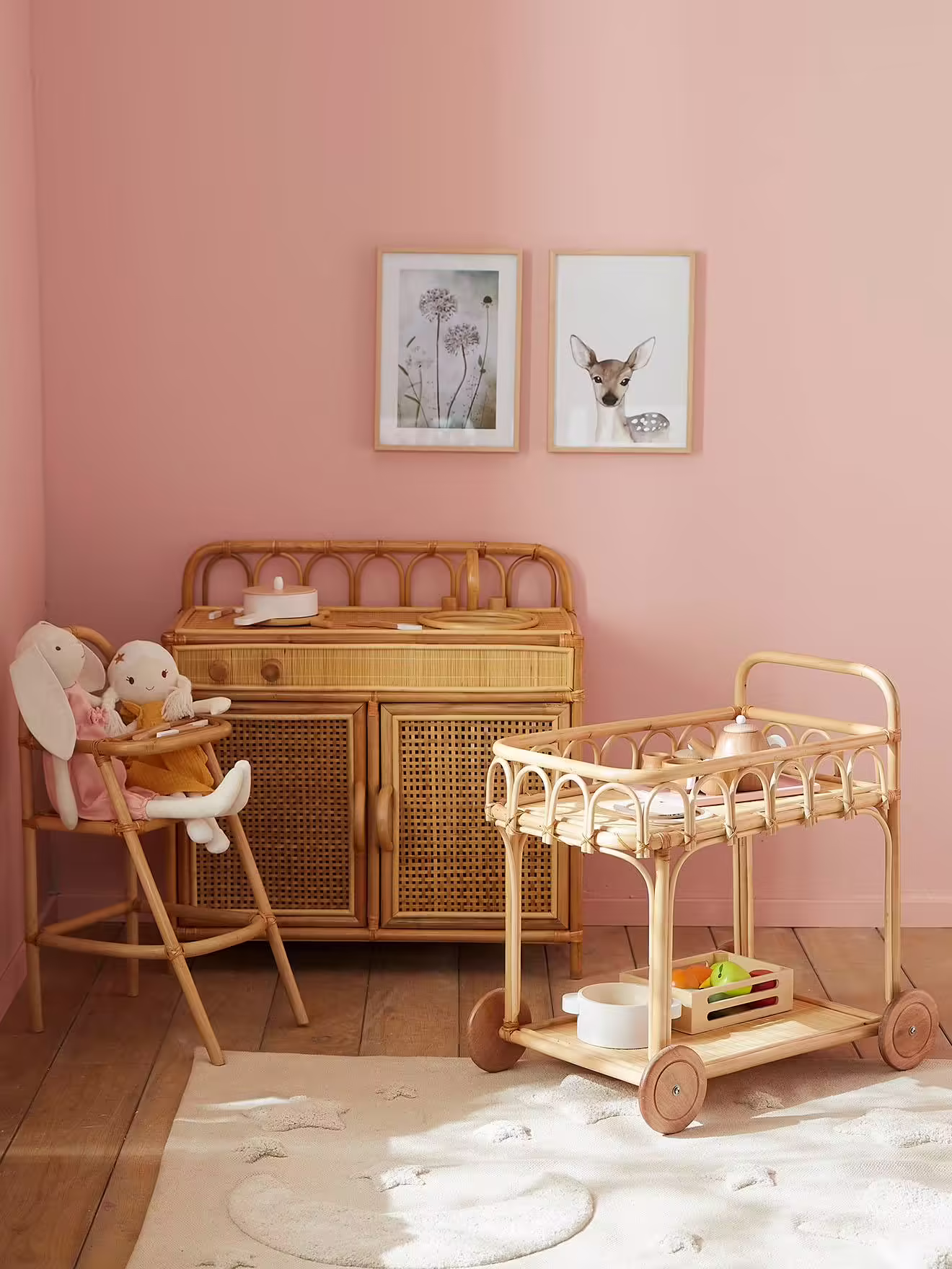 Vertbaudet Spielküche aus Rattan MINI BOHO - natur