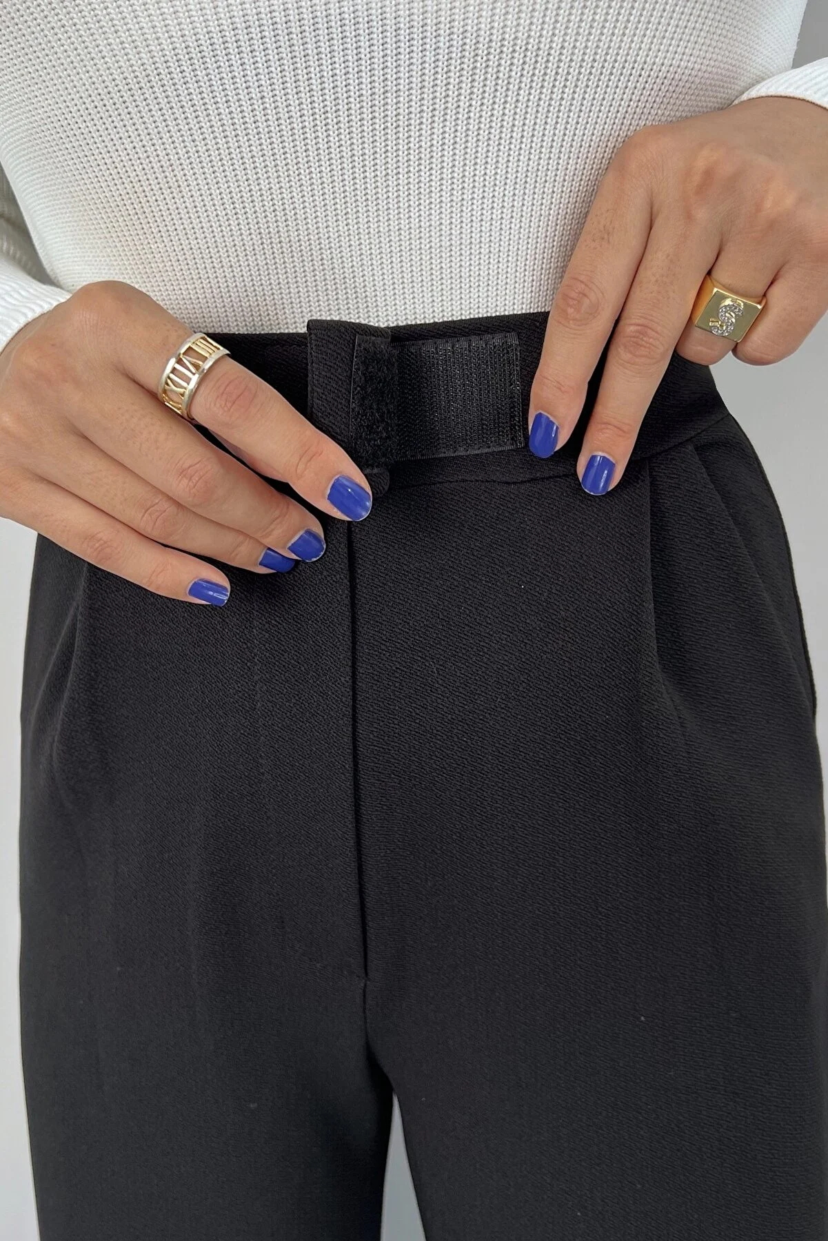 Ritnice  Line Lycra-Palazzohose für Damen mit Klettverschluss, schwarz