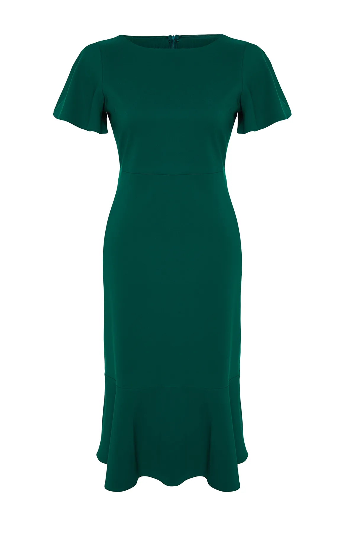 Trendyol Curve  Dunkelgrünes Finike-Webkleid in Übergröße