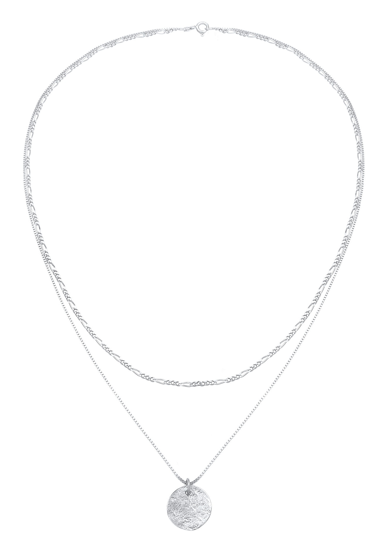 Elli Halskette Layer Plättchen Figaro Boho 2-lagig 925 Silber