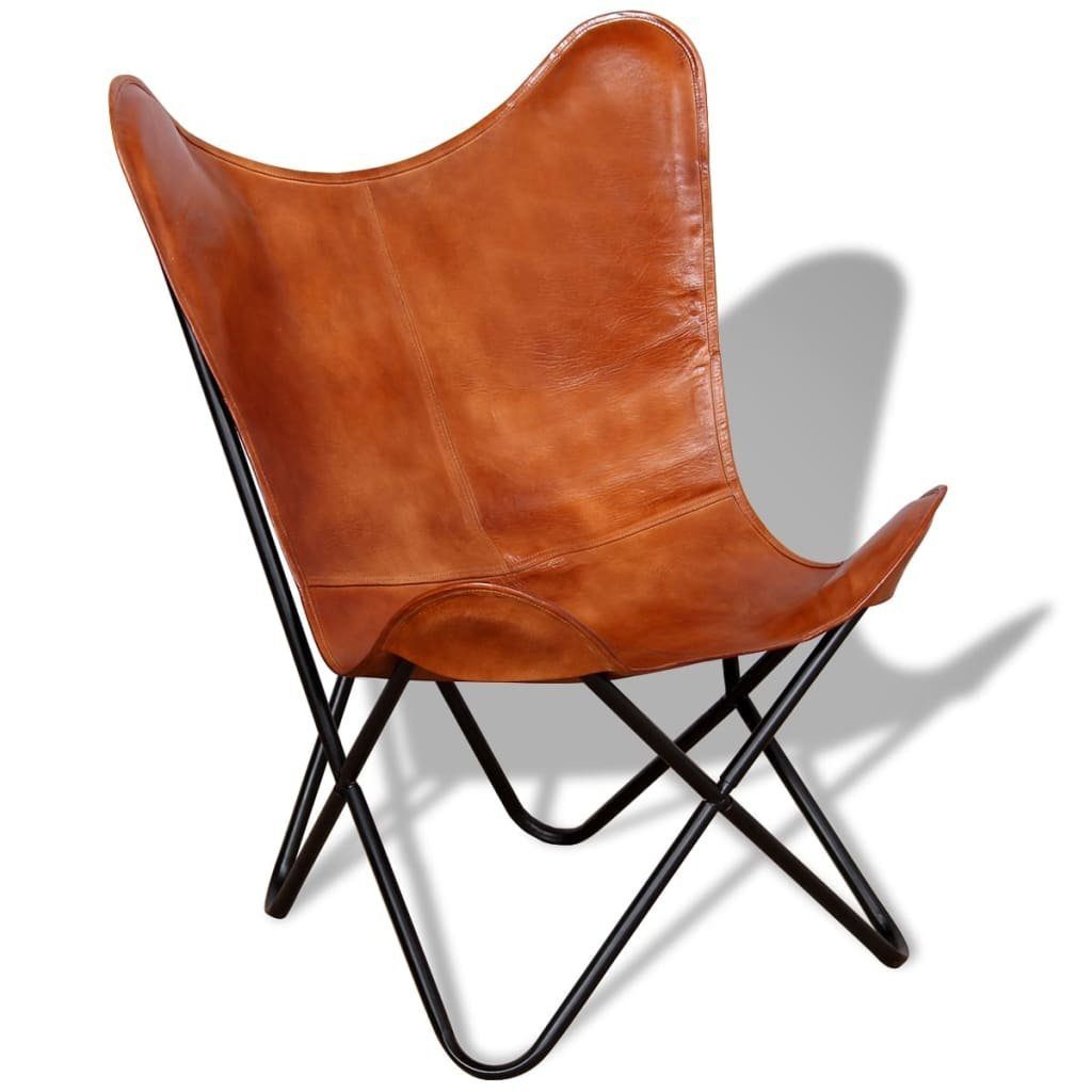 vidaXL Sessel Butterfly-Sessel Braun Echtleder (1-St)