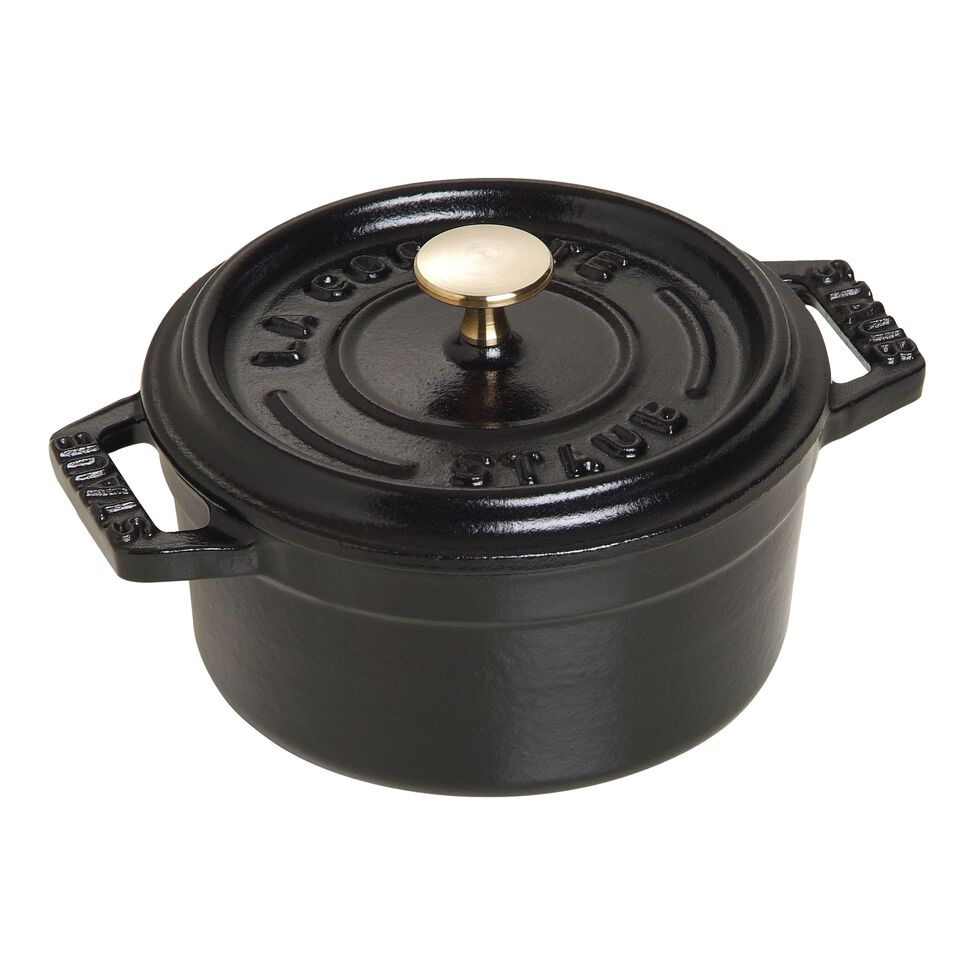 Mini Cocotte 10 cm, rund, Schwarz, Gusseisen