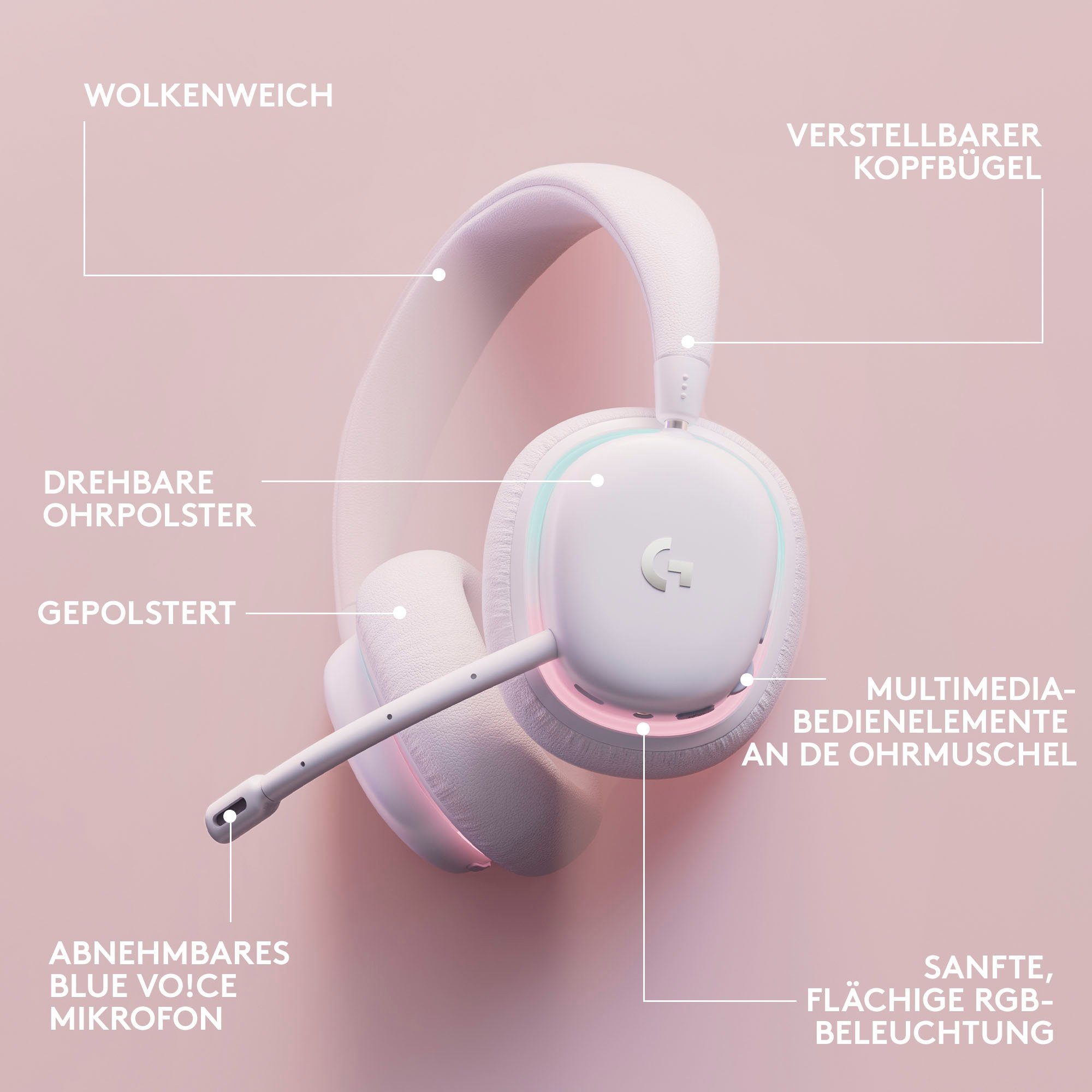 Logitech G G735 Gaming-Headset (Mikrofon abnehmbar, Bluetooth)