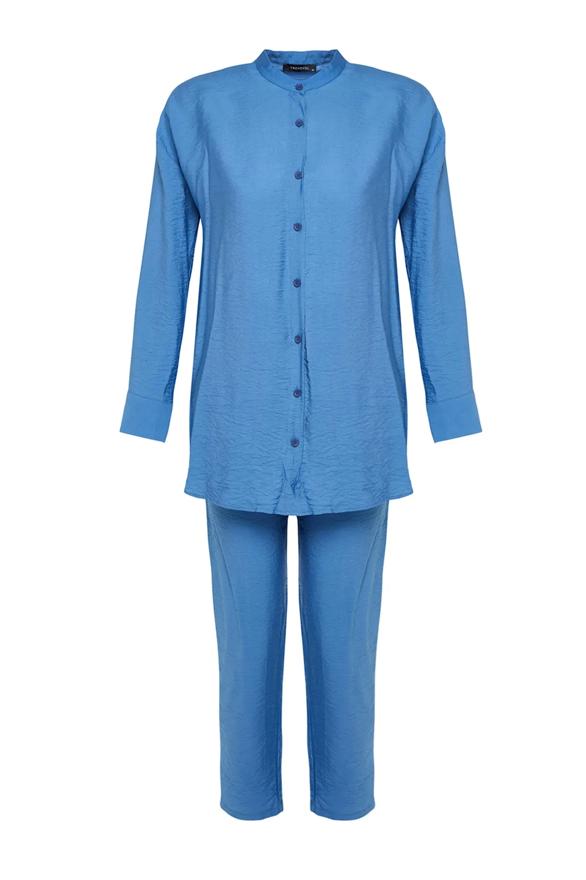 Trendyol Modest  Blaues gewebtes Aerobin-Hemd-Hosen-Set TCTSS23US00068