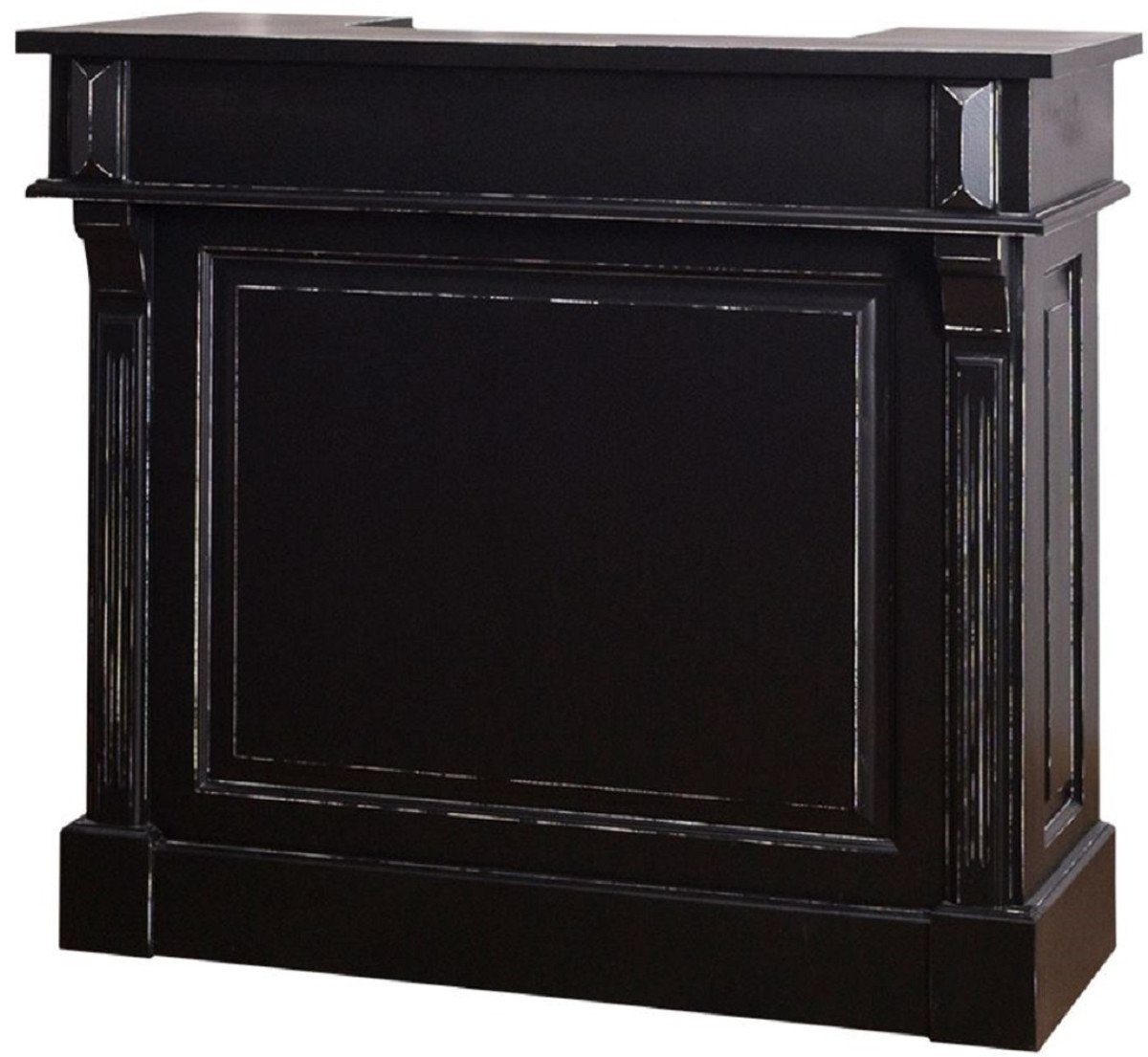 Casa Padrino Barschrank Landhausstil Massivholz Barschrank mit 4 Schubladen & Weinflaschenhalter Antik Schwarz 120 x 51 x H. 107 cm - Landhausstil Möbel