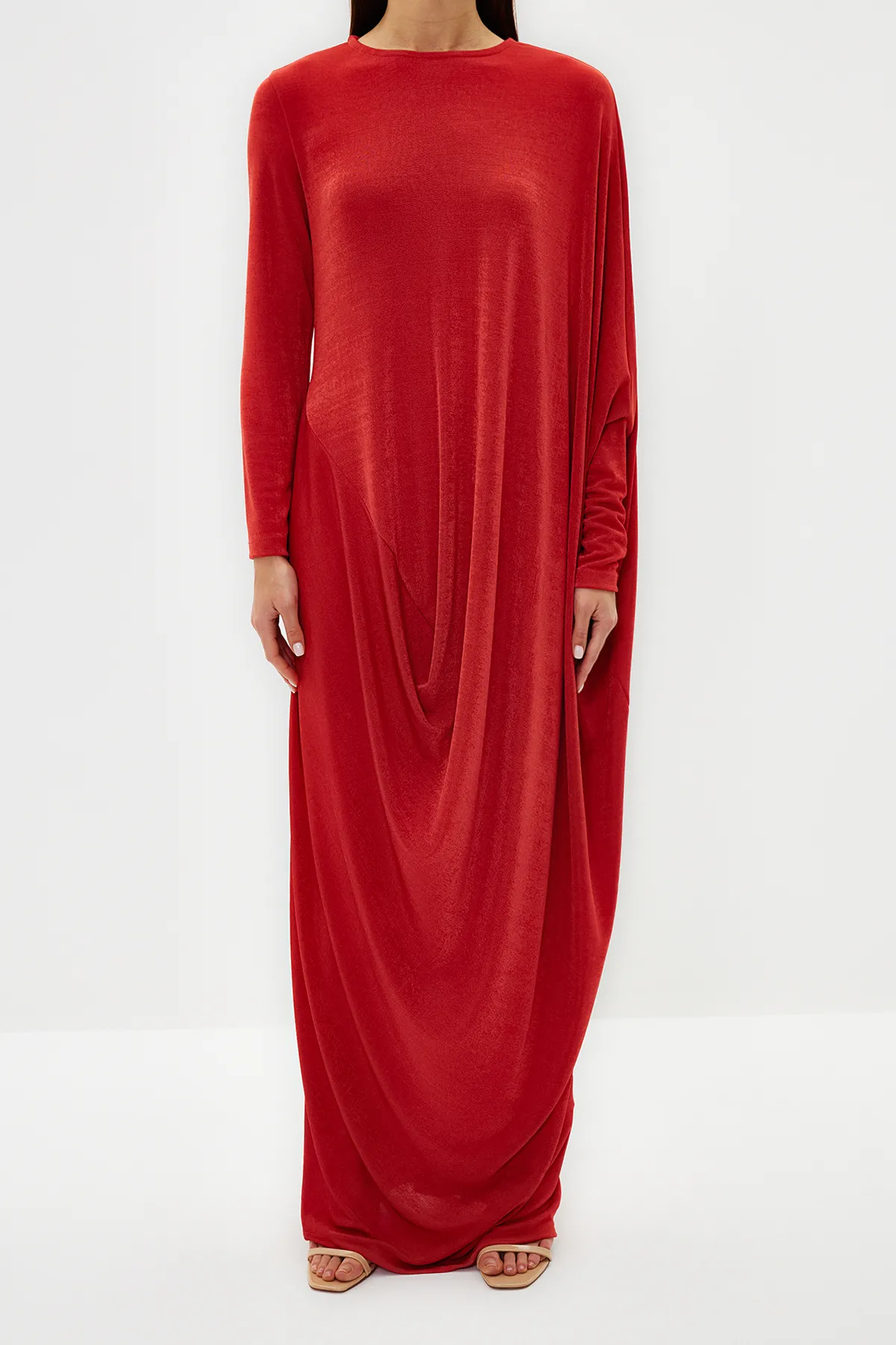 Trendyol Modest  Dusty Rose Stilvolles gestricktes Kaftan-Kleid TCTSS24EB00037