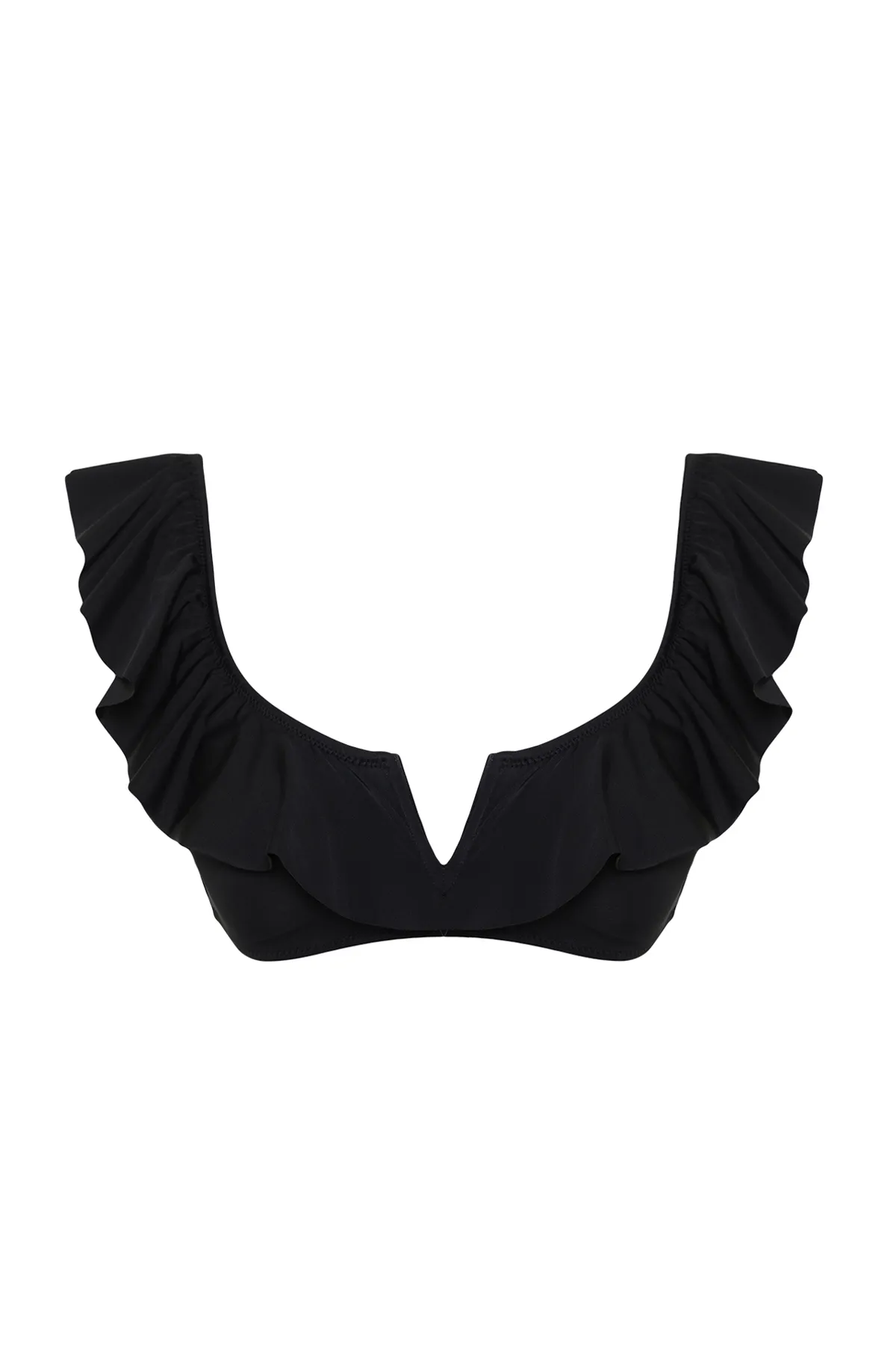Trendyol Collection  Schwarzes Bralette-Bikinioberteil mit Rüschen TBESS21BU0053