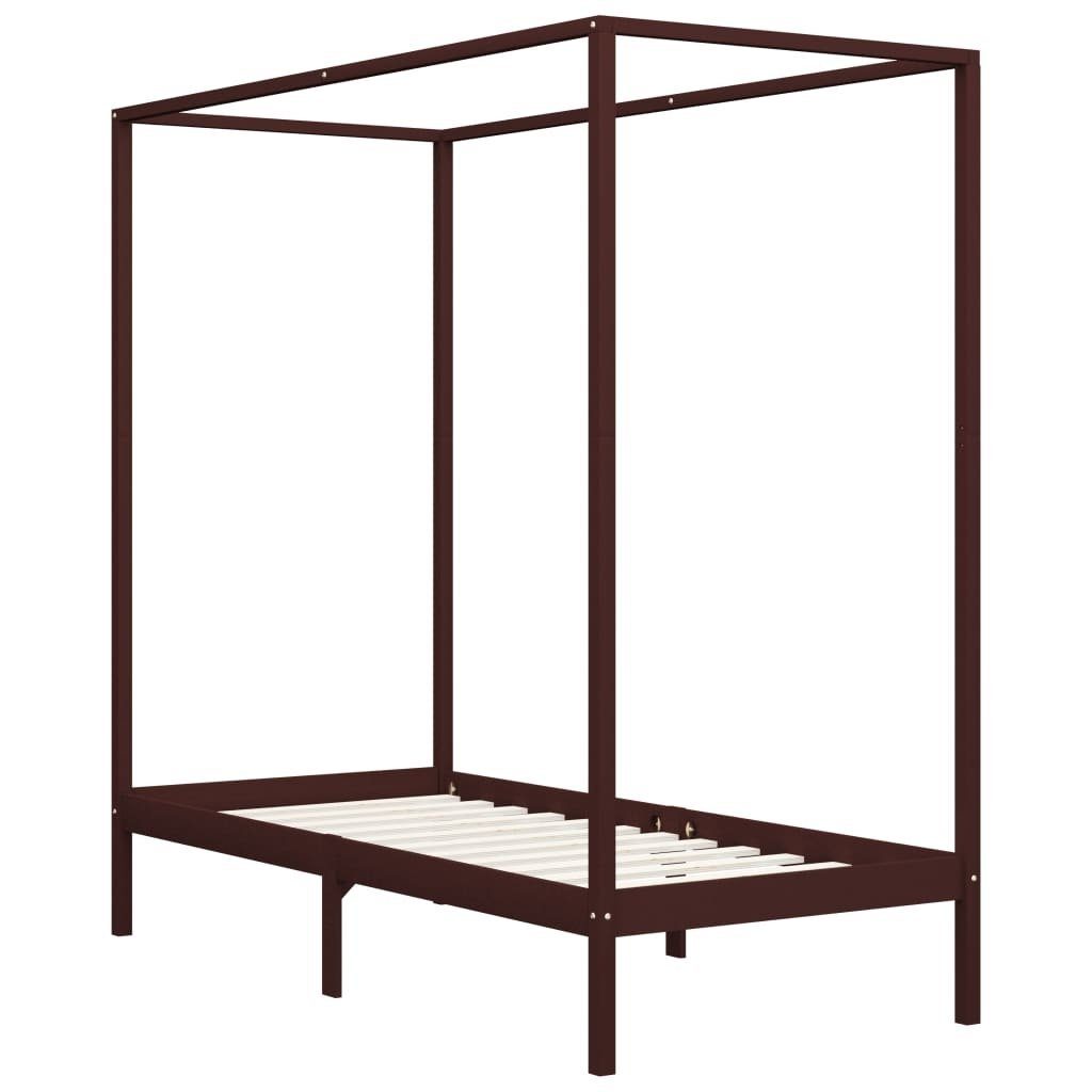 möbelando Himmelbett 299785 (LxBxH: 204x104x200 cm), aus Kiefer in Dunkelbraun