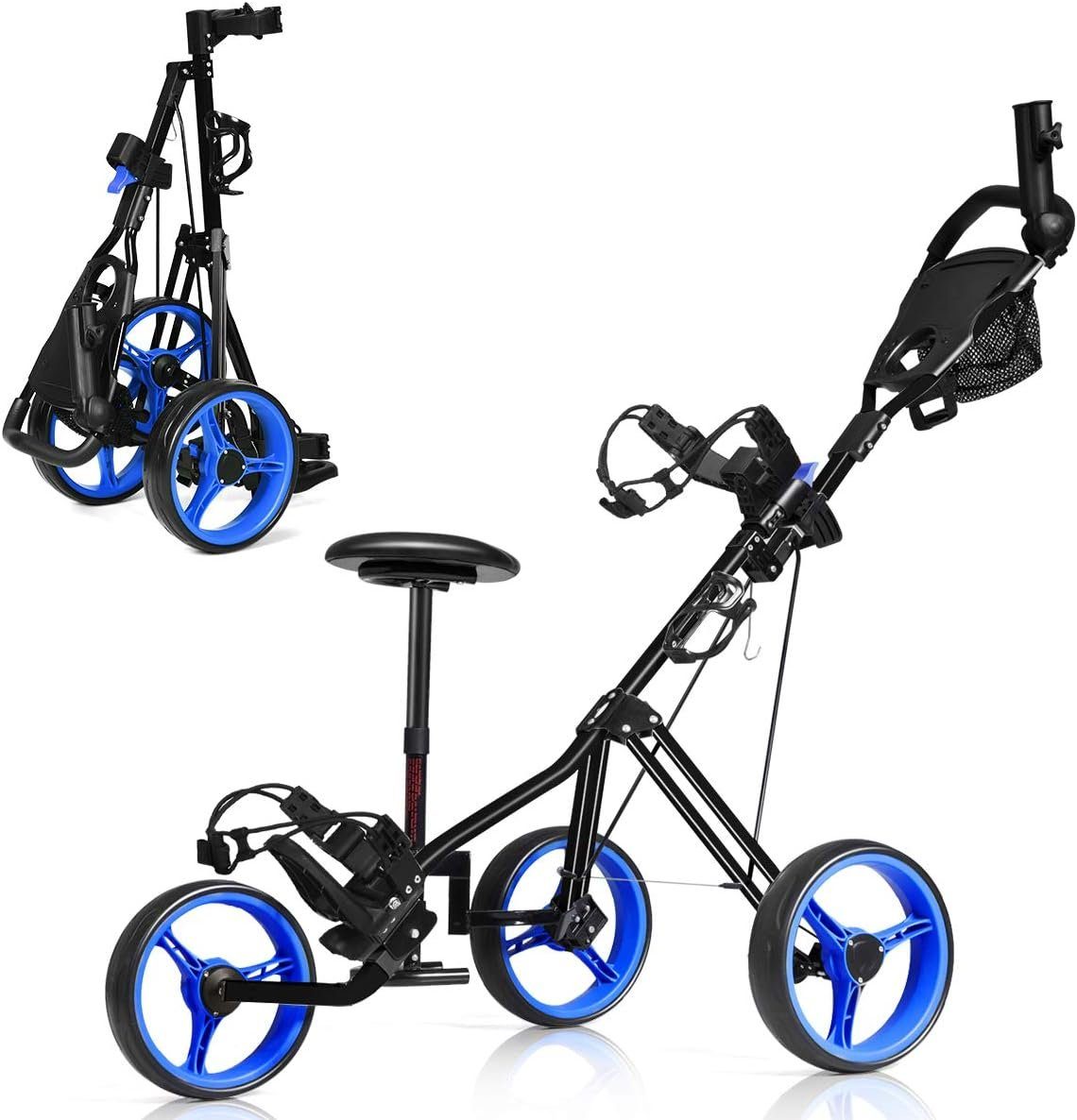KOMFOTTEU Golftrolley Golfwagen, klappbarer Golf-Push-Pull-Wagen