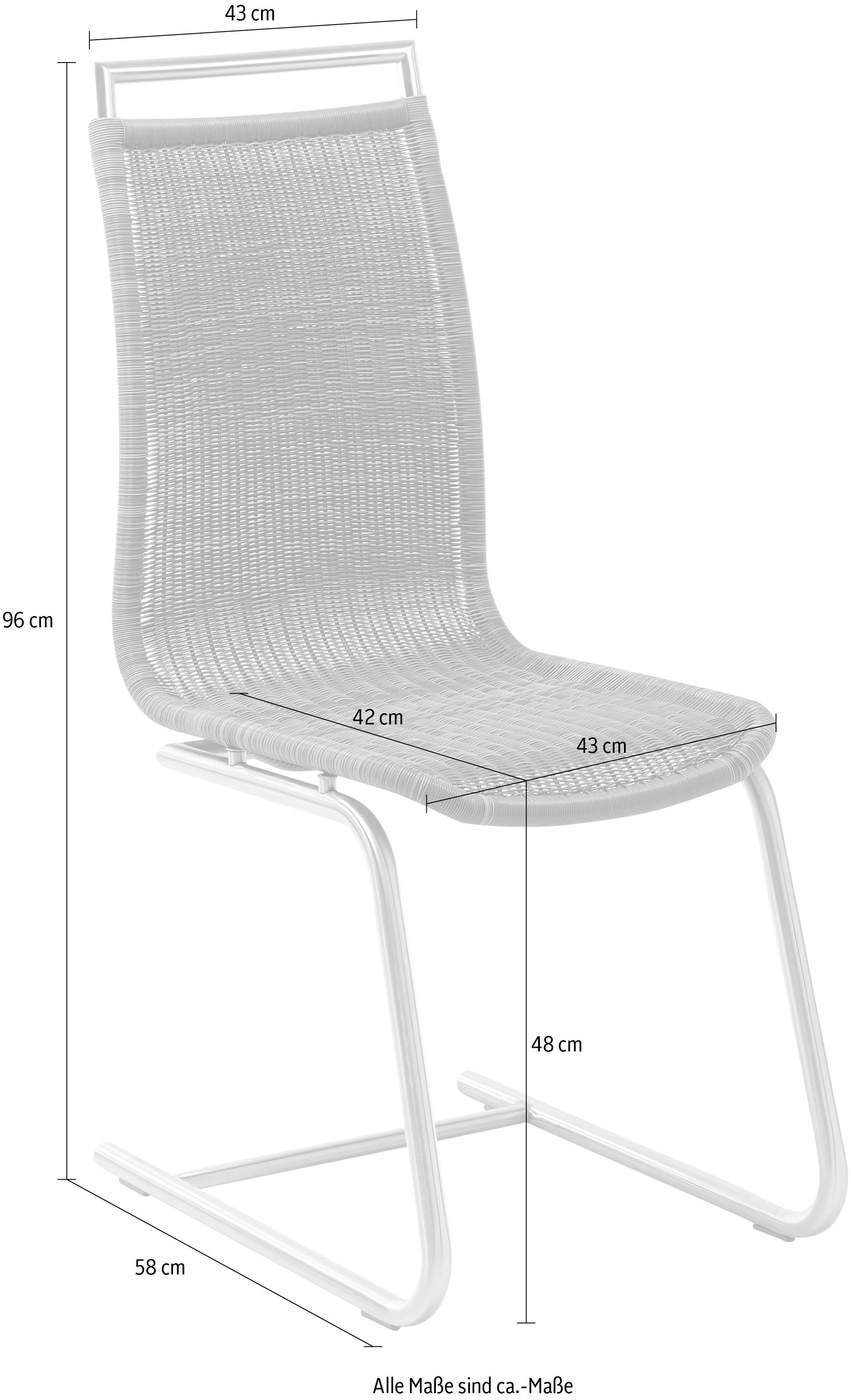 WK WOHNEN Freischwinger WK 7400, Rundrohrgestell in Edelstahloptik, reißfestes Rattan-Geflecht