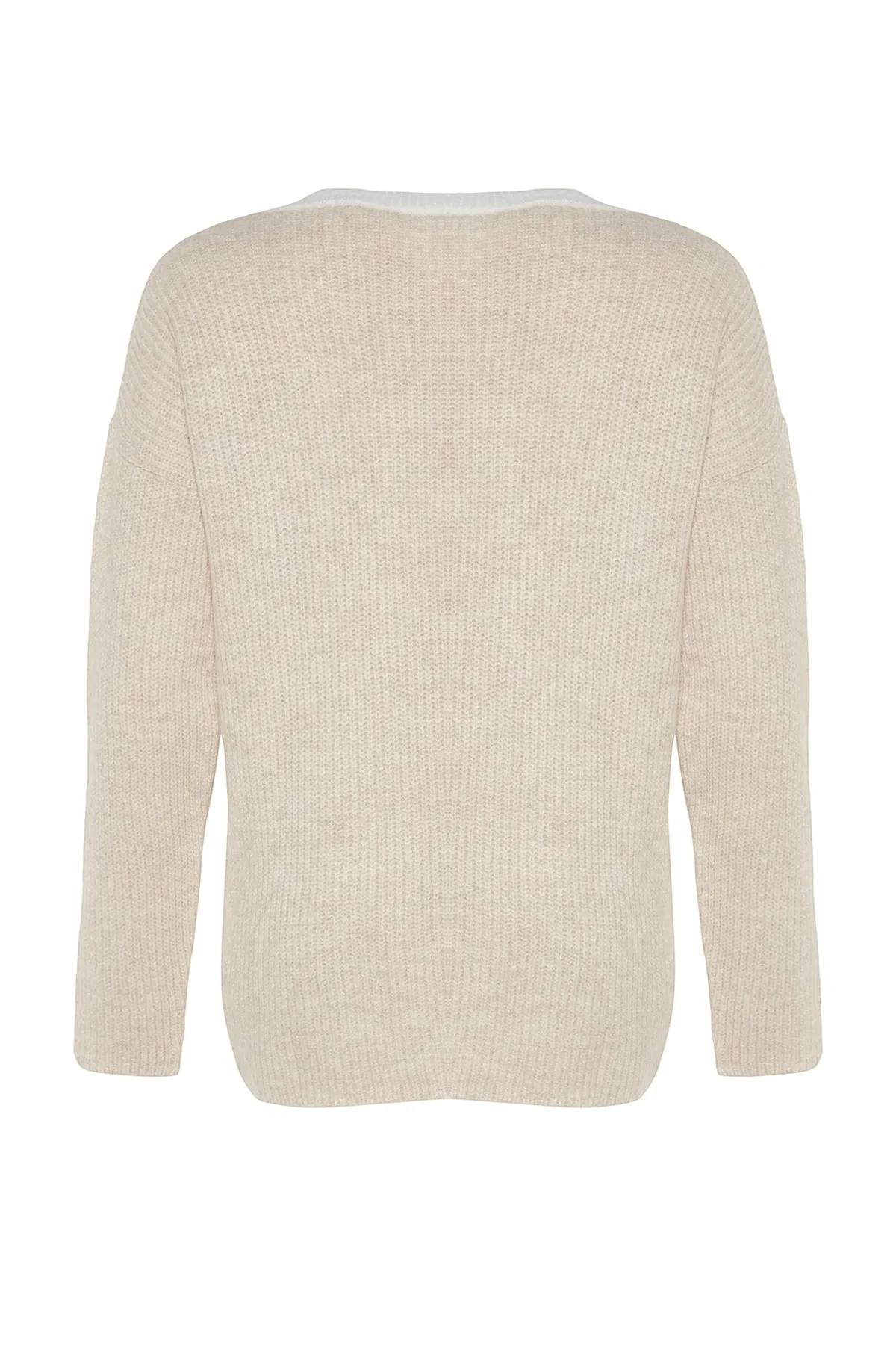 Trendyol Collection  Beiger Strickpullover mit weicher Struktur TWOAW24KZ00438