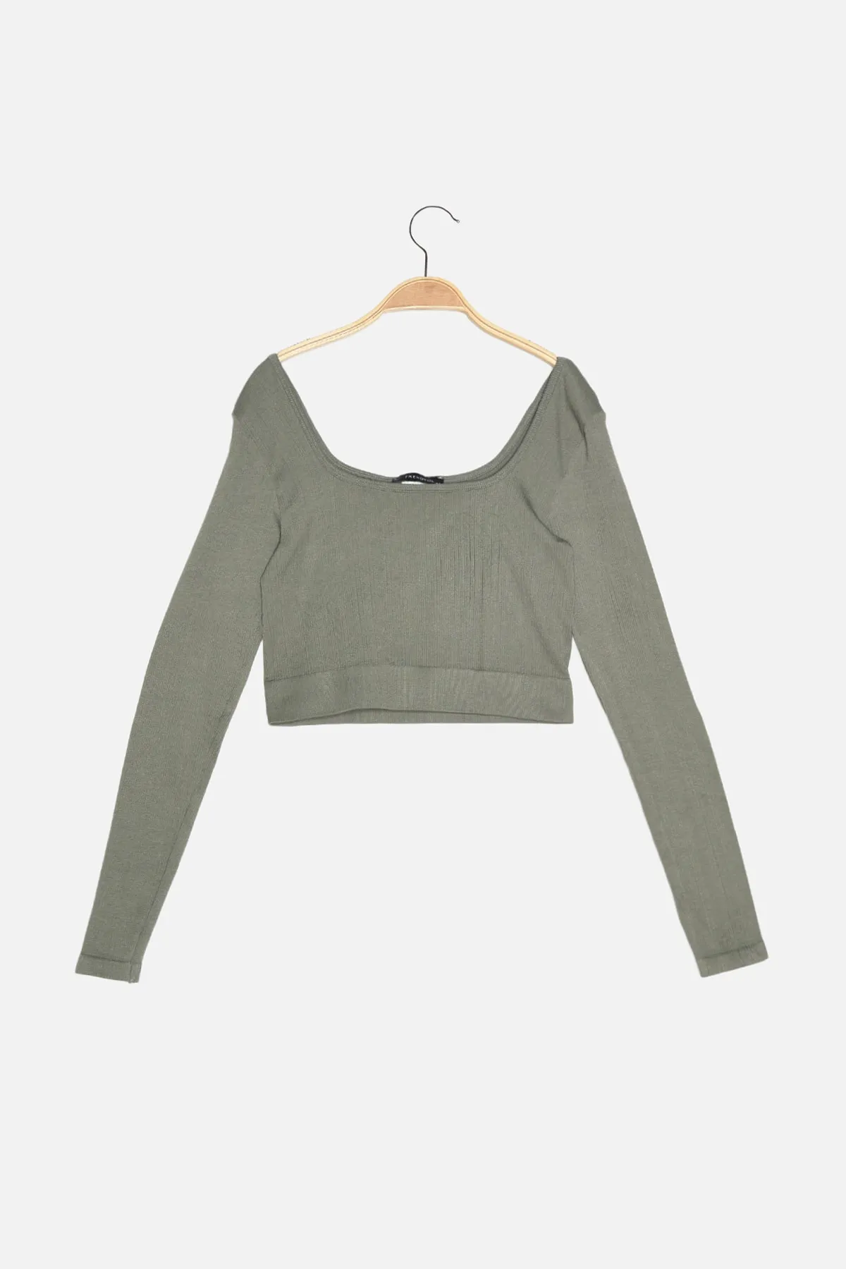 Trendyol Collection  Khaki Seamless/Seamless Crop Extra dehnbares gestricktes Sportoberteil/Bluse TWOAW22BZ0450
