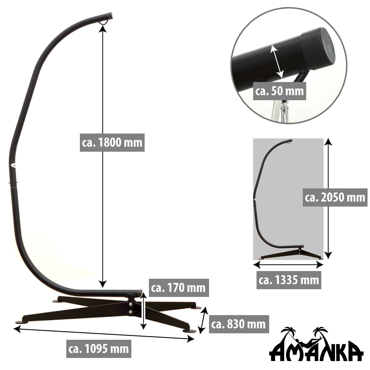 AMANKA 205 cm Hängestuhlgestell