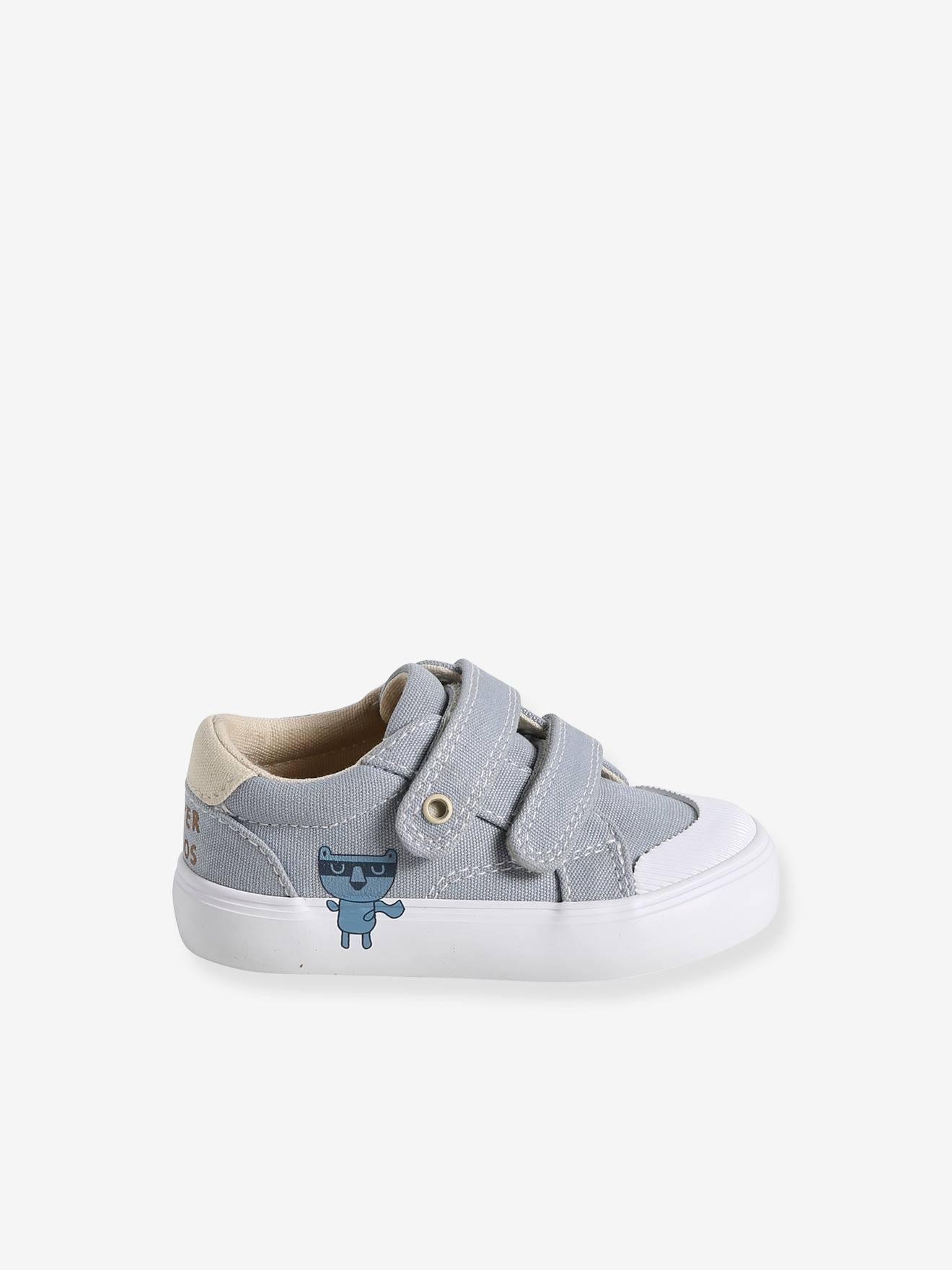 Vertbaudet Baby Stoffsneakers mit Klettriemchen - beige bedruckt