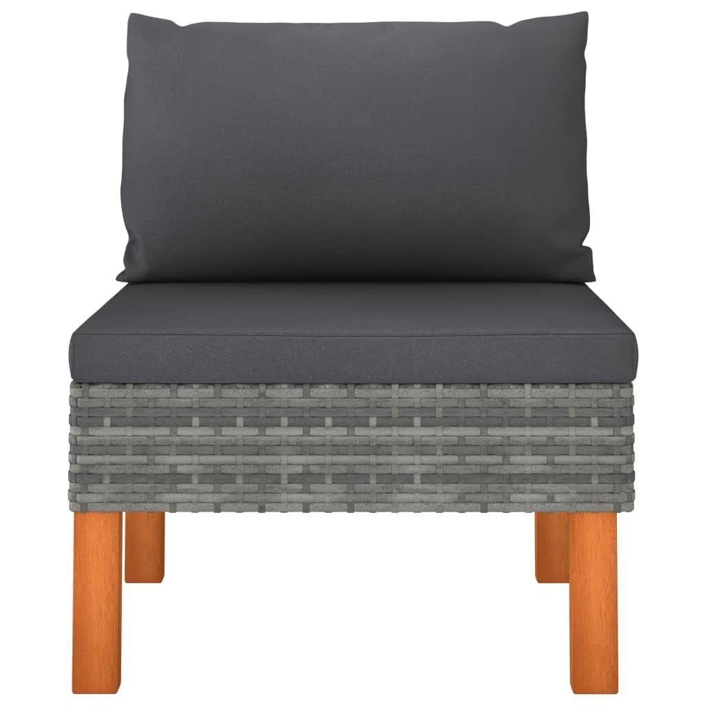 vidaXL Loungesofa 3-tlg. Garten-Lounge-Set Poly Rattan und Massivholz Eukalyptus, 1 Teile