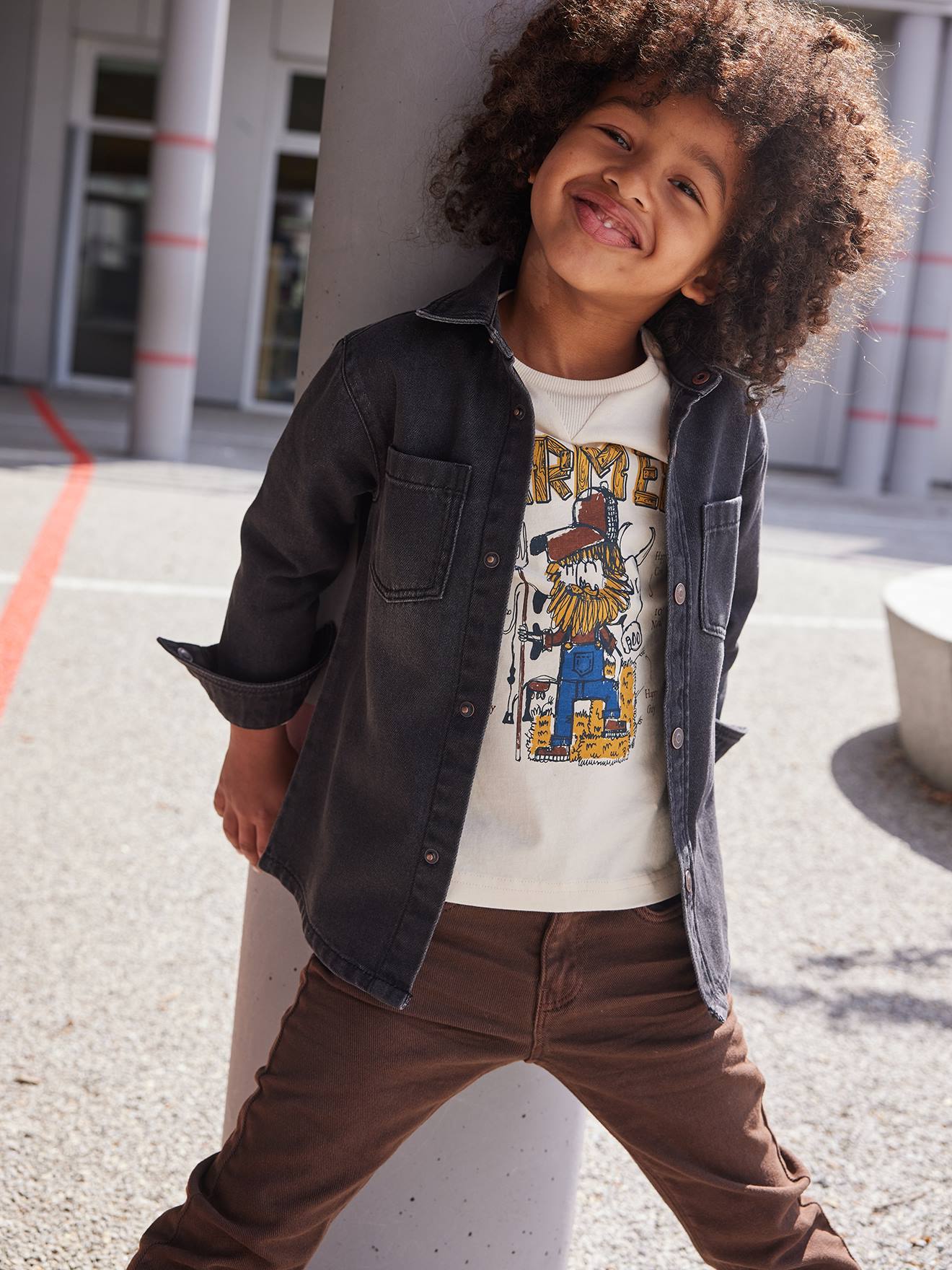 Vertbaudet Jungen Jeanshemd, personalisierbar - schwarz denim