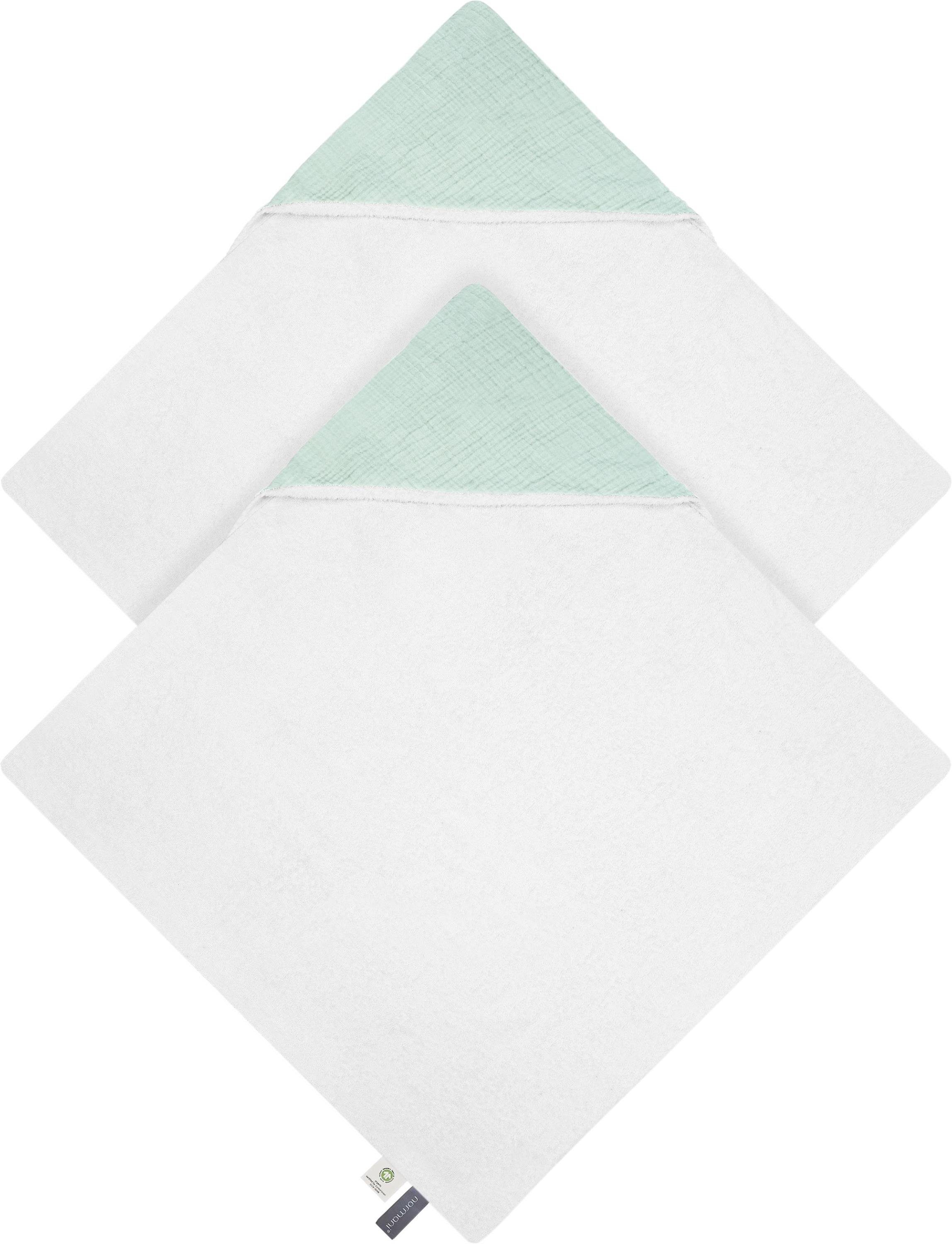 Aspero Kapuzenhandtuch 2x Baby Musselin Wickeltücher aus Bio-Baumwolle, Frottee, Baby Kapuzentücher aus weichem Material