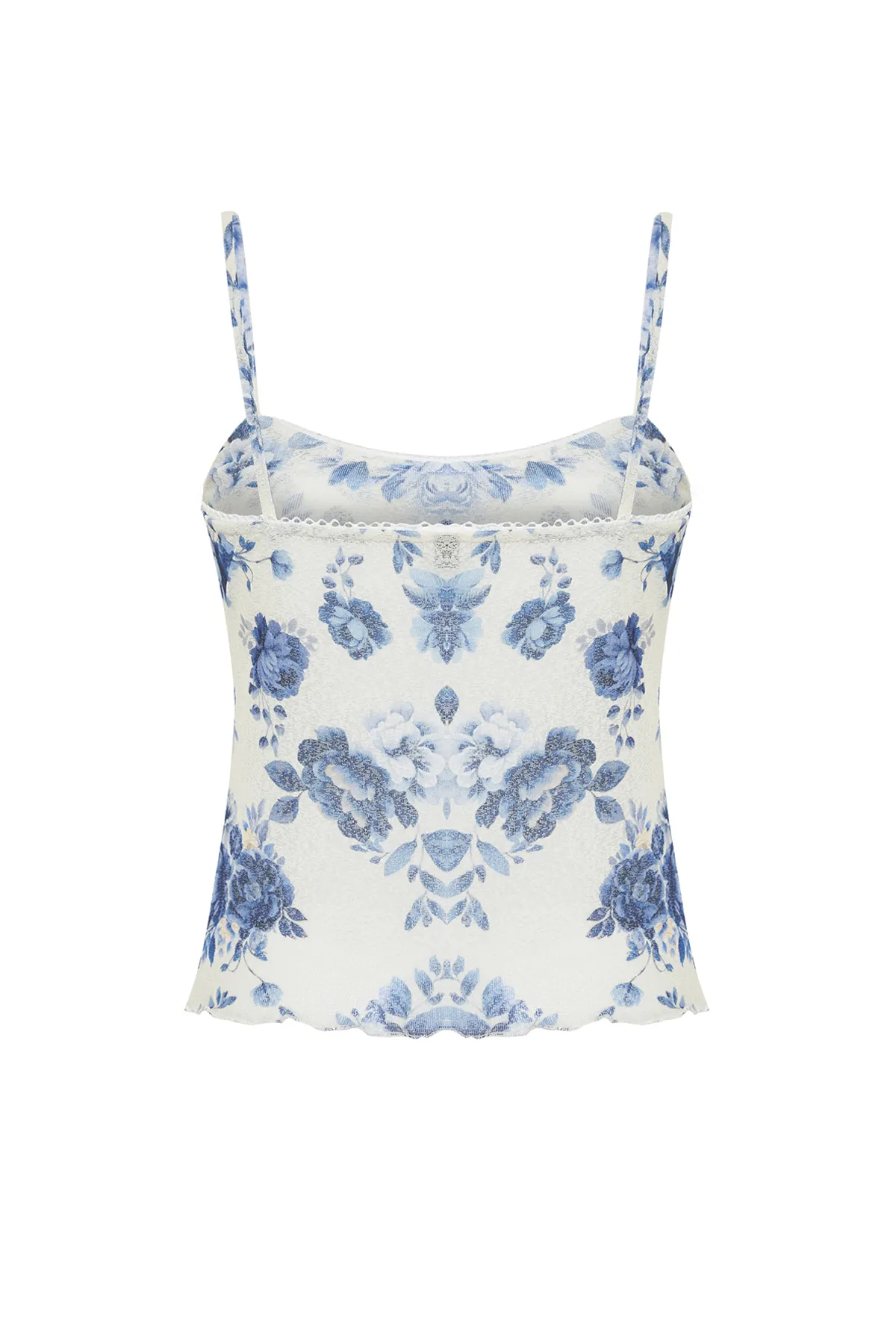 Trendyol Collection  Blaue, floral bedruckte Stretch-Strickbluse mit V-Ausschnitt und spezieller Struktur TWOSS24BZ00425