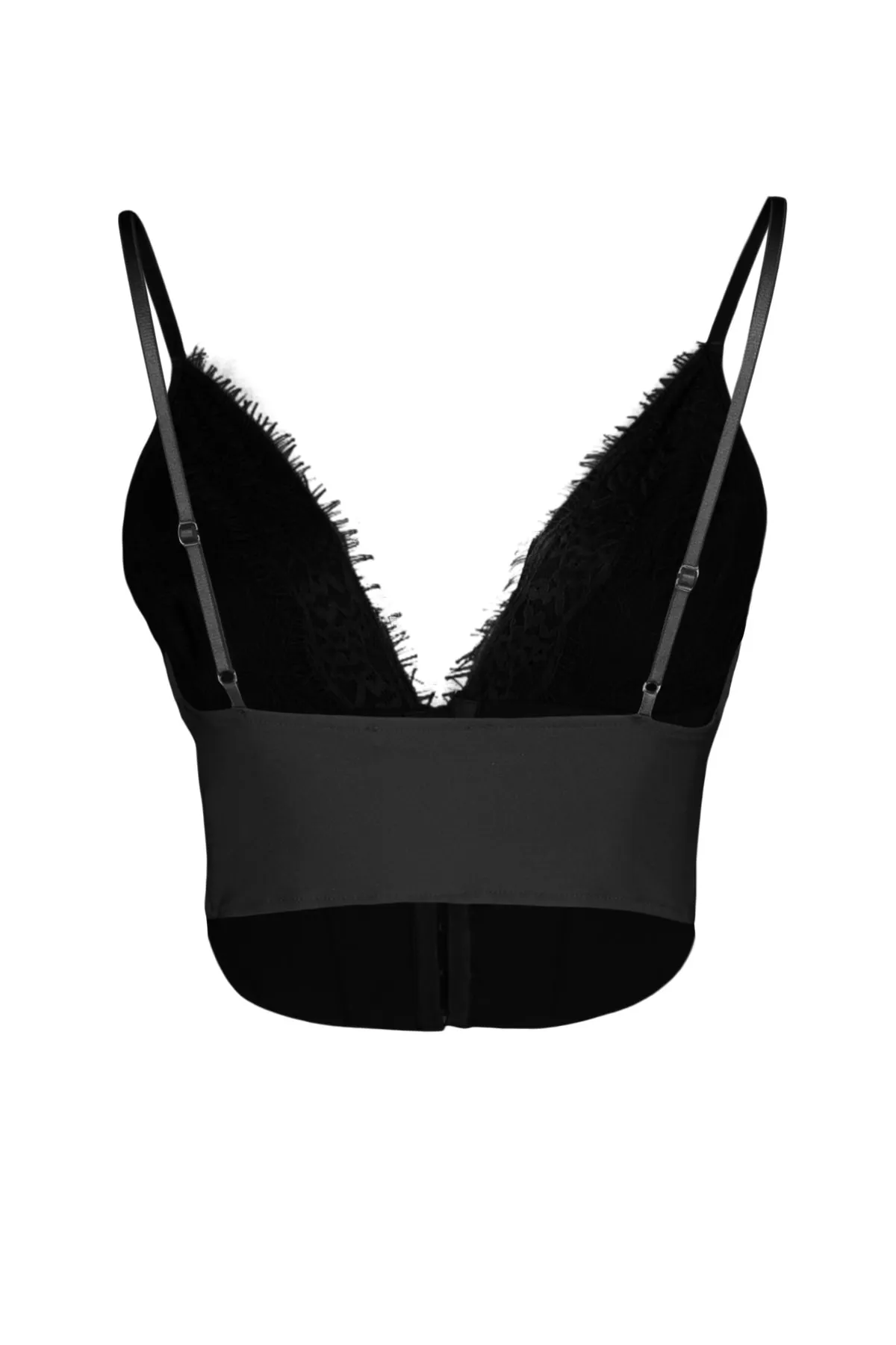 Trendyol Collection  Schwarzes, bauchfreies, gefüttertes Bustier aus gewebter Spitze TPRAW23BS00045