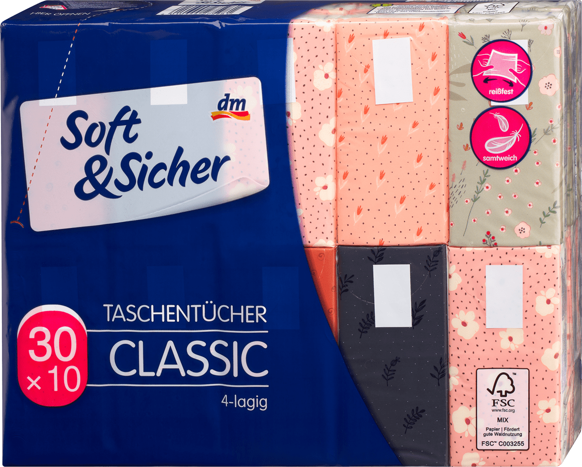Taschentücher Classic Design 4-lagig (30x10 Stück), 30 St