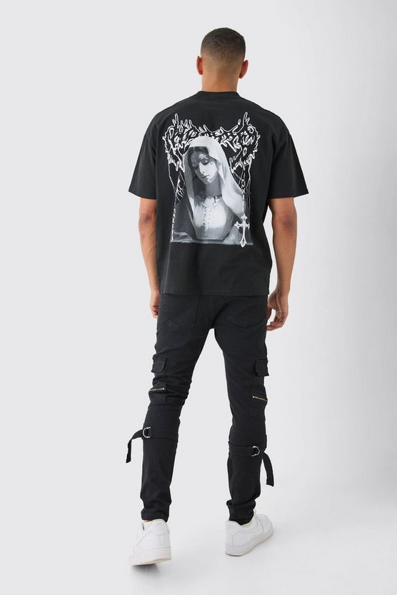Skinny Stretch Cargo-Hose mit Reißverschluss