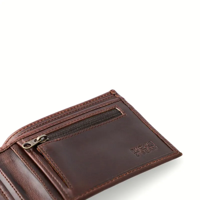 Buckle & Seam Leder Portemonnaie Bill - Braun