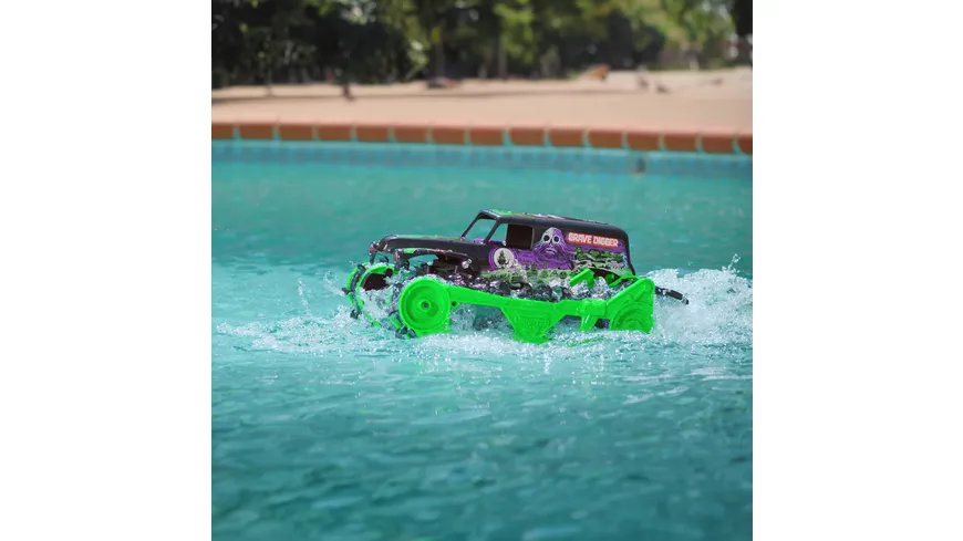Monster Jam, Grave Digger Trax - ultrastarkes, ferngesteuertes Monster Jam Kettenfahrzeug im Maßstab 1:15