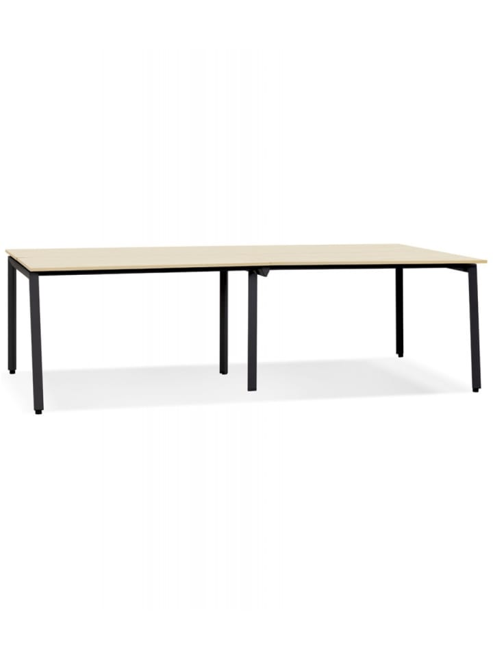 KADIMA DESIGN Schreibtisch Doppelbank aus Holz und Metall | Elegantes Design in Beige-Schwarz günstig kaufen onesize