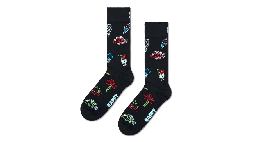 Happy Socks Unisex Socken Summer Lo-Fi Black