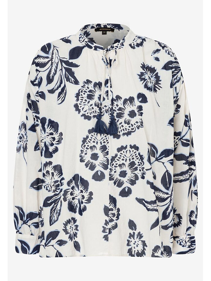 More & More Bluse in Weiß/ Dunkelblau günstig kaufen